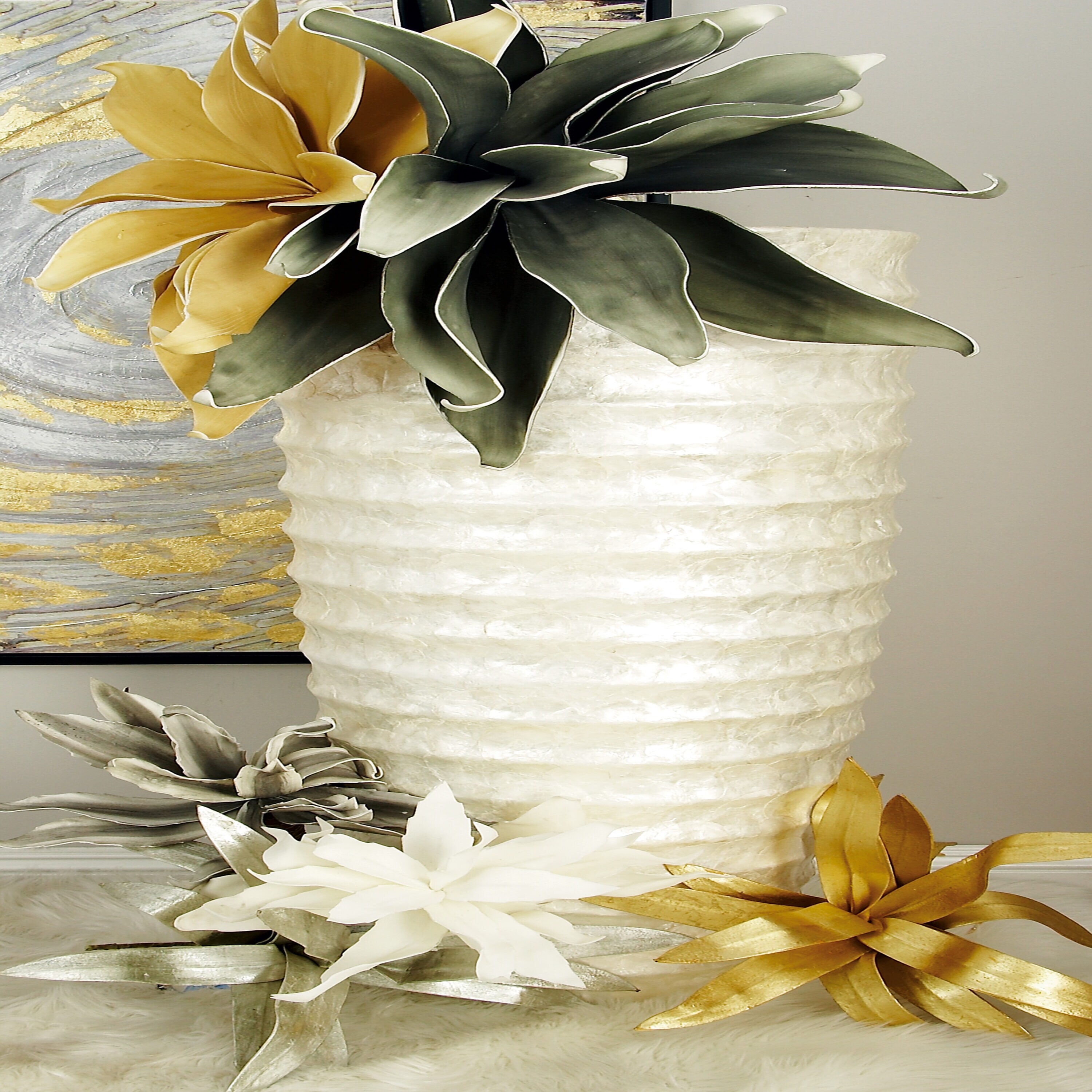 Grayson Lane White Shell Coastal Vase in the Decorative