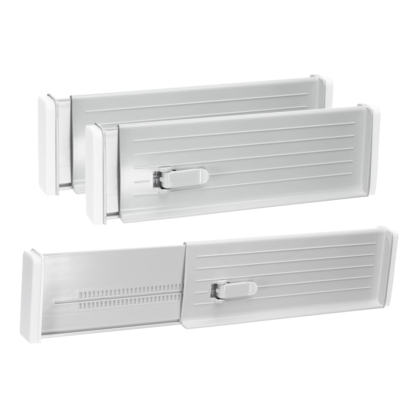 Unique Bargains 3pcs Plastic Drawer Dividers Organizer 11 Inch-18 Inch Adjustable Organizers Separators for Kitchen Clothes Dresser Bedroom Bathroom Storage Grey