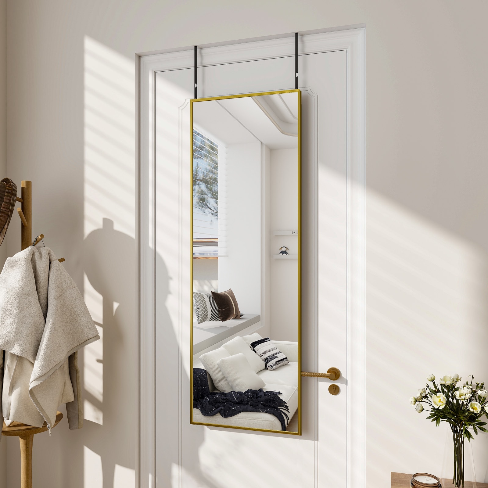 Mainstays Over-the-Door Hooks for a Mirror (DOES NOT INCLUDE MIRROR) (WHITE)
