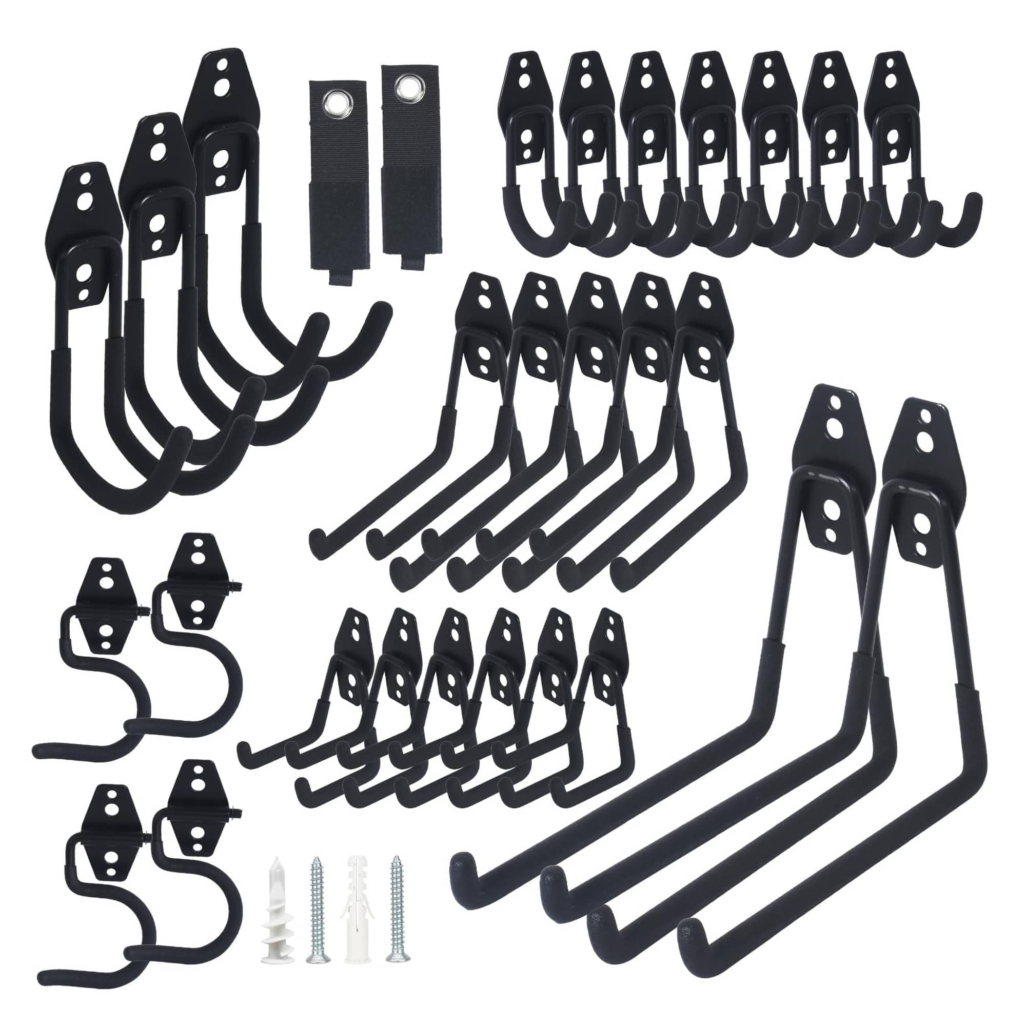 Etokfoks EFT1012A35 28 Pack Heavy Duty Garage Hooks with Anti Slip Coating Wall Mount Organizer for Bikes Ladder Rope Broom Shovel Garden Tools