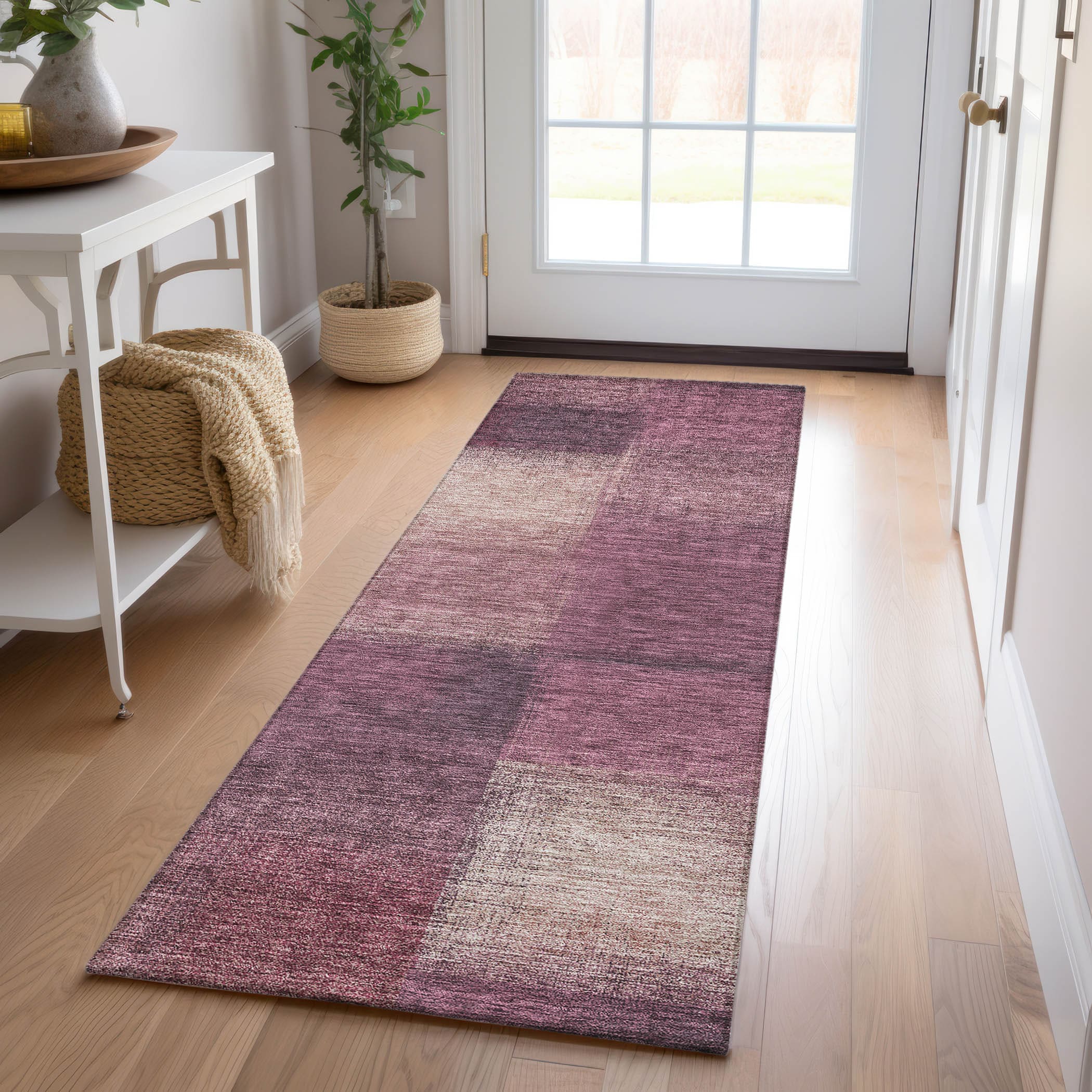 Addison Rugs ACN742PM2X8 Chantille ACN742PM 2 x 7 (ft) Polyester Plum Rectangular Indoor/Outdoor Geometric Machine washable Area rug