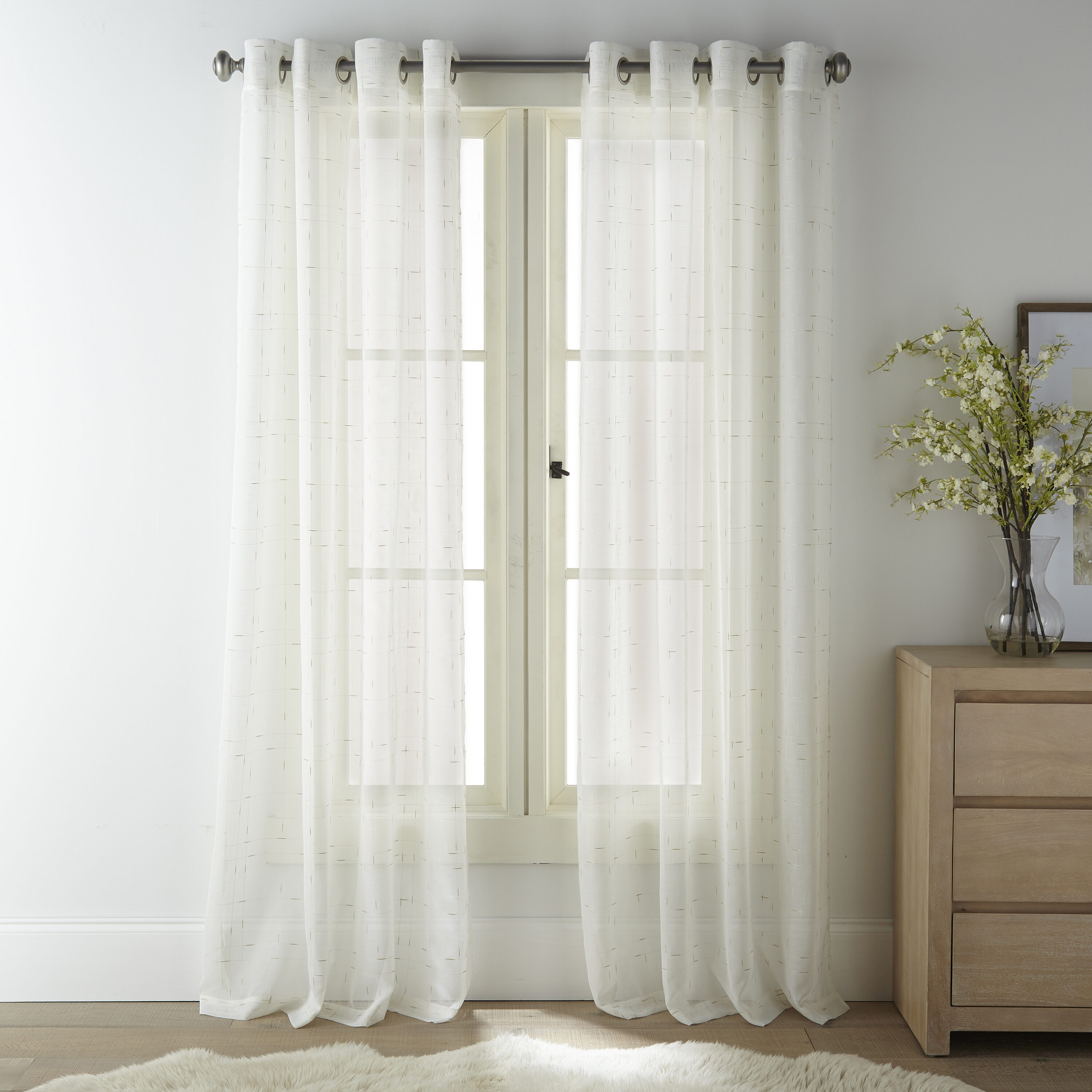  HLC.ME White Window Curtain Sheer Voile Panels for Small Windows,  Kitchen, Living Room and Bedroom (54 x 54 inches Long, Set of 2) : Home &  Kitchen