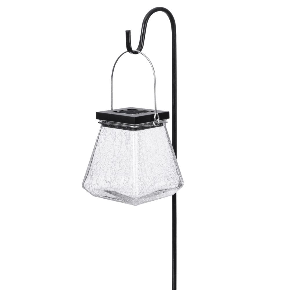 Fusion 4.53-in x 25.2-in Black Glass Solar Outdoor Decorative Lantern