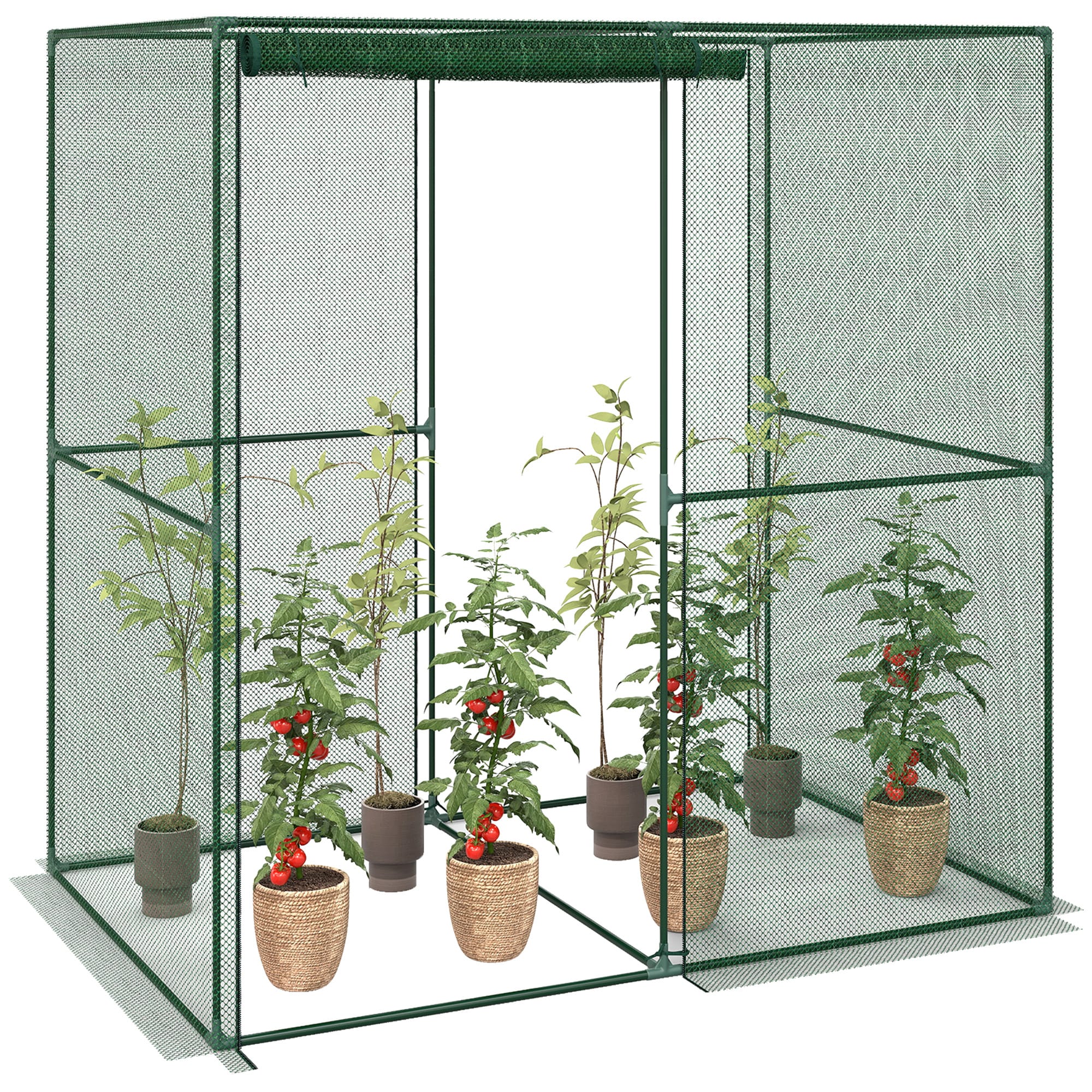 Outsunny 6ft x 4ft x 6ft Crop Cage Plant Protection Tent with Zippered Doors for Vegetable Garden Backyard Green