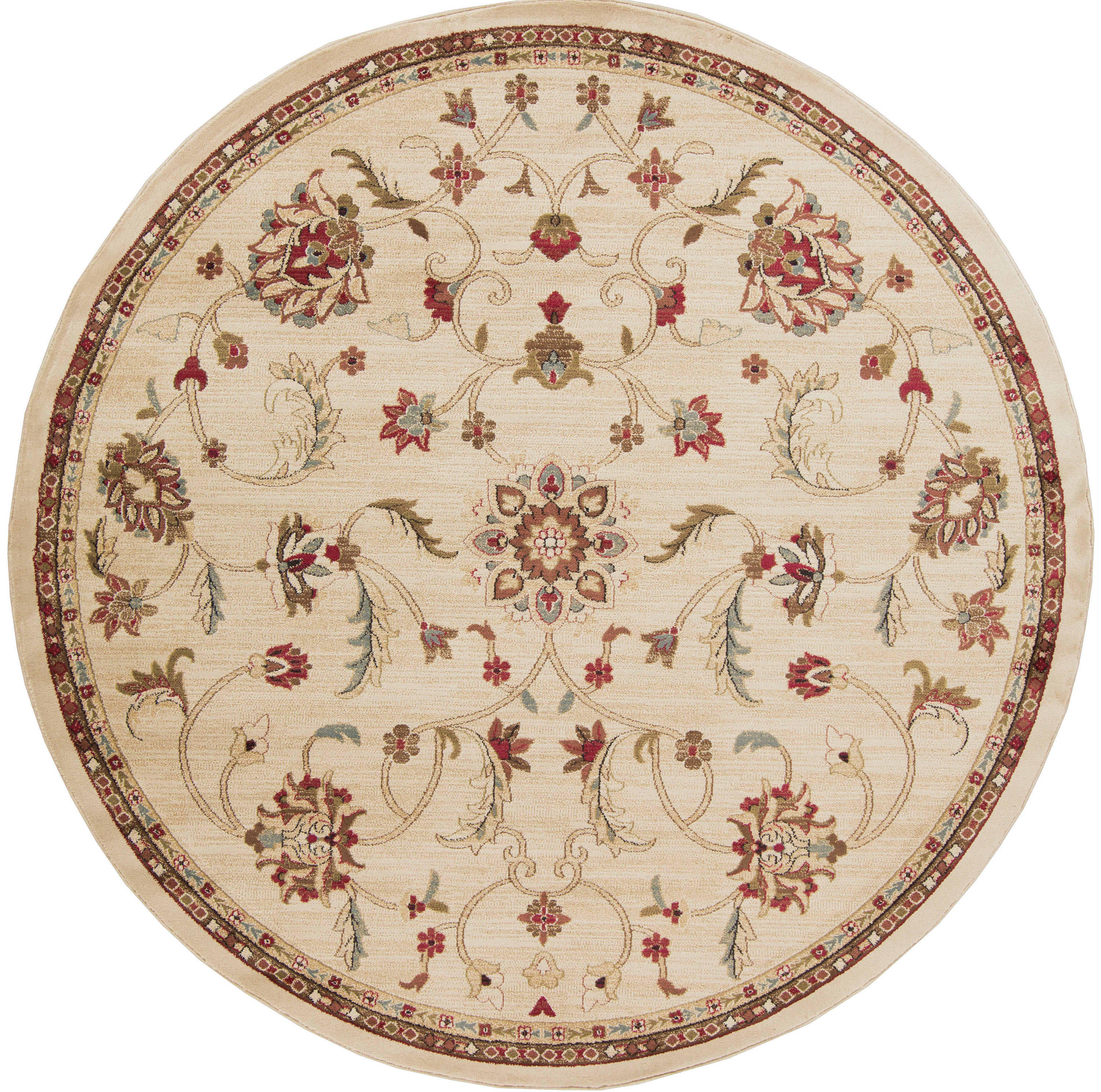 Livabliss RLY5026-8RD Riley 8 x 8 (ft) Polypropylene Khaki Round Indoor Border Oriental Area rug