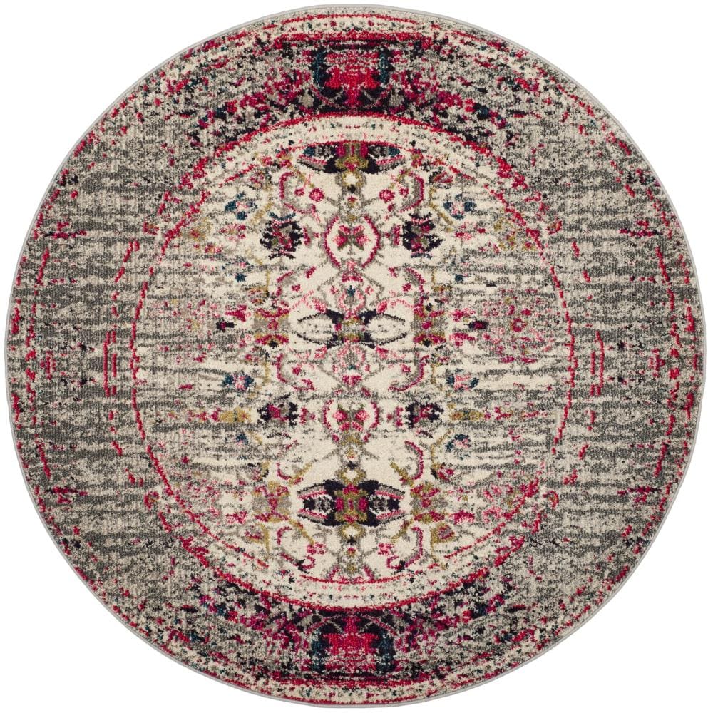 Safavieh MNC209T-7R Monaco Kimberly 7 x 7 (ft) Loomed Polypropylene Gray/Ivory Round Indoor Distressed/Overdyed Vintage Area rug