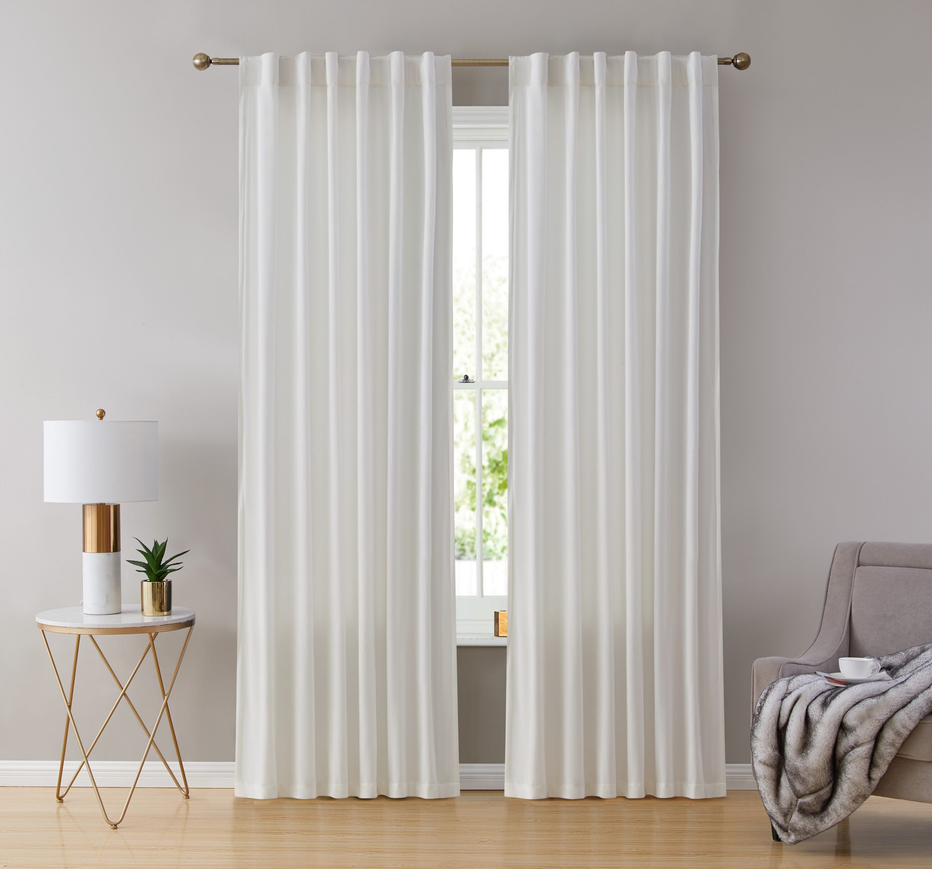 HLC.me LPZ-63WHT 63-Inches White Light filtering Rod pocket Curtain panel pair