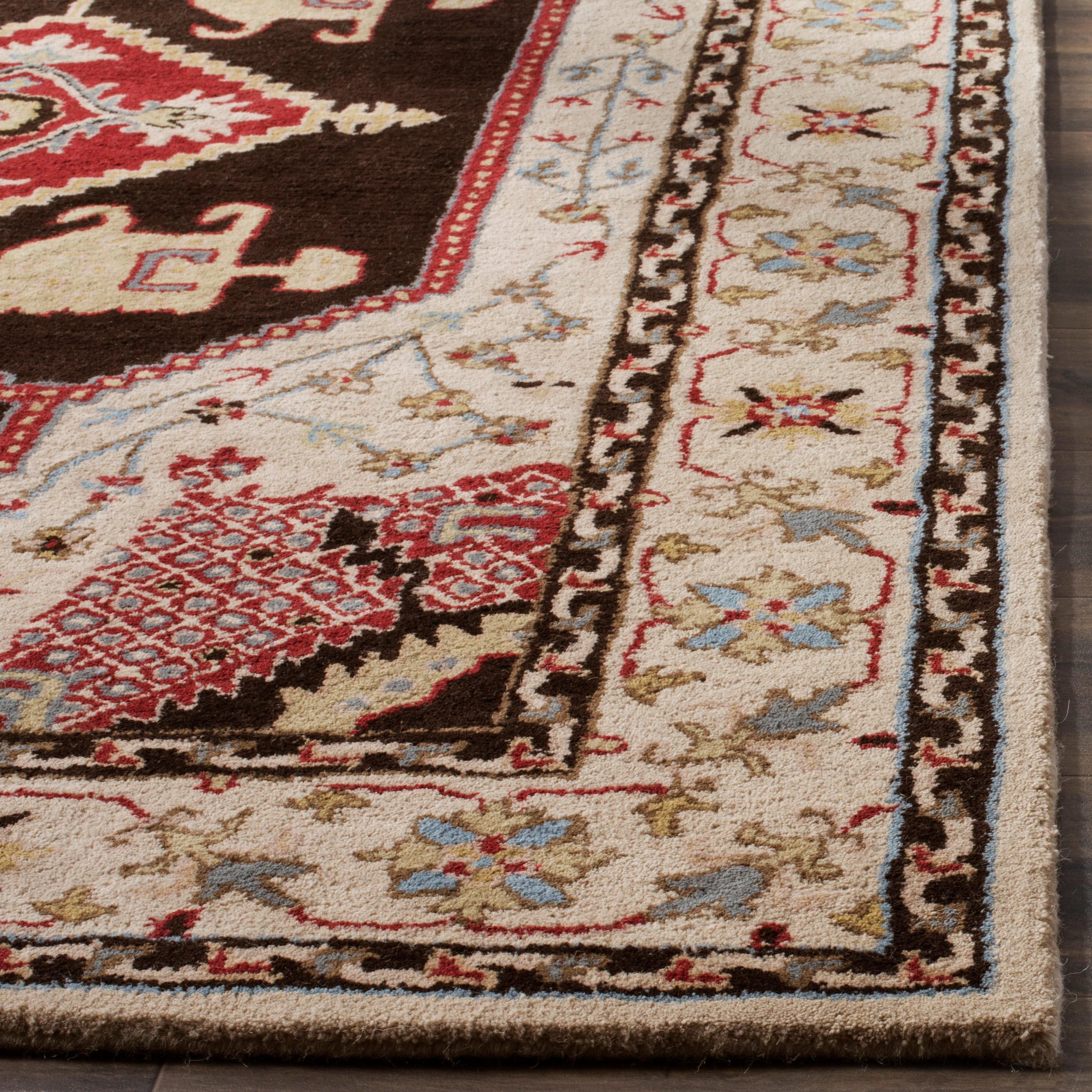 Elegant Tufted Black Wool and Viscose 8' x 10' Area Rug
