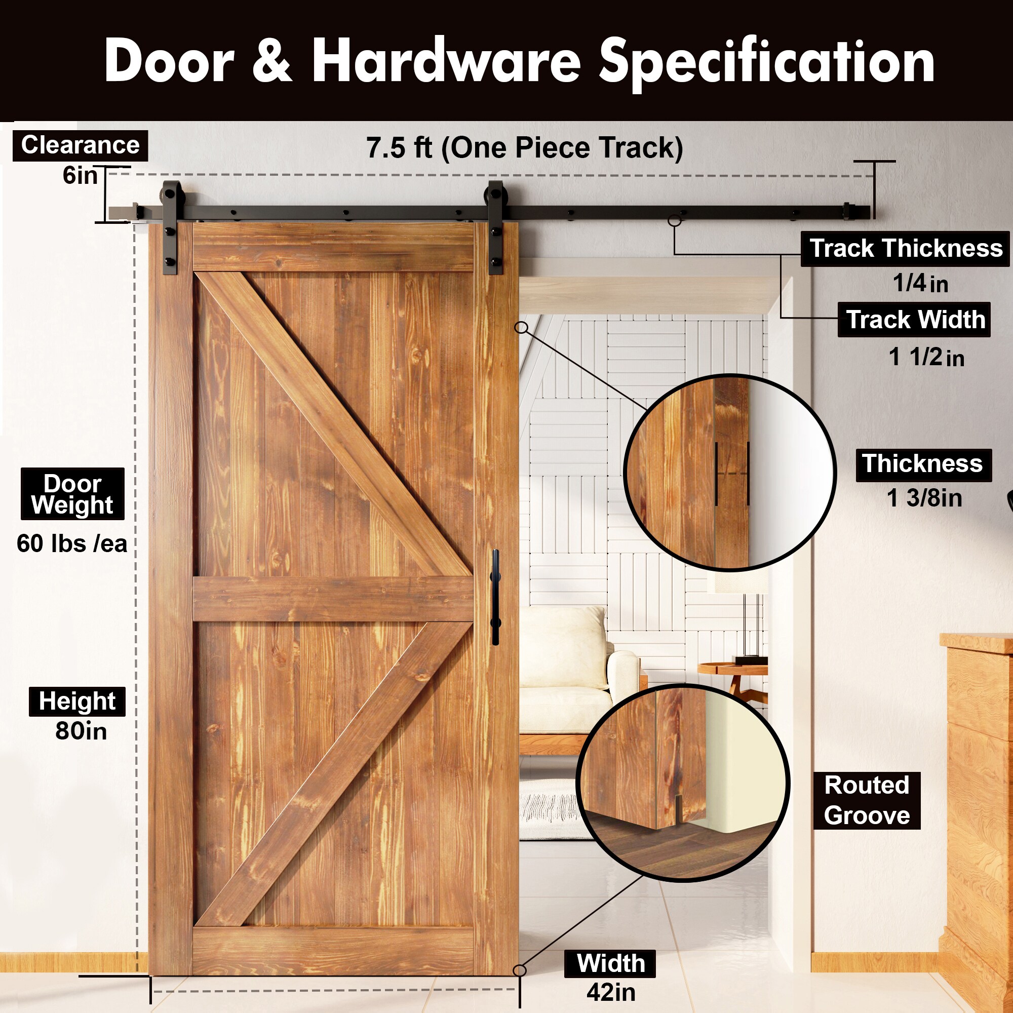 HOMACER YT1TGH084C-4280F-EA Barn-Doors - View #3