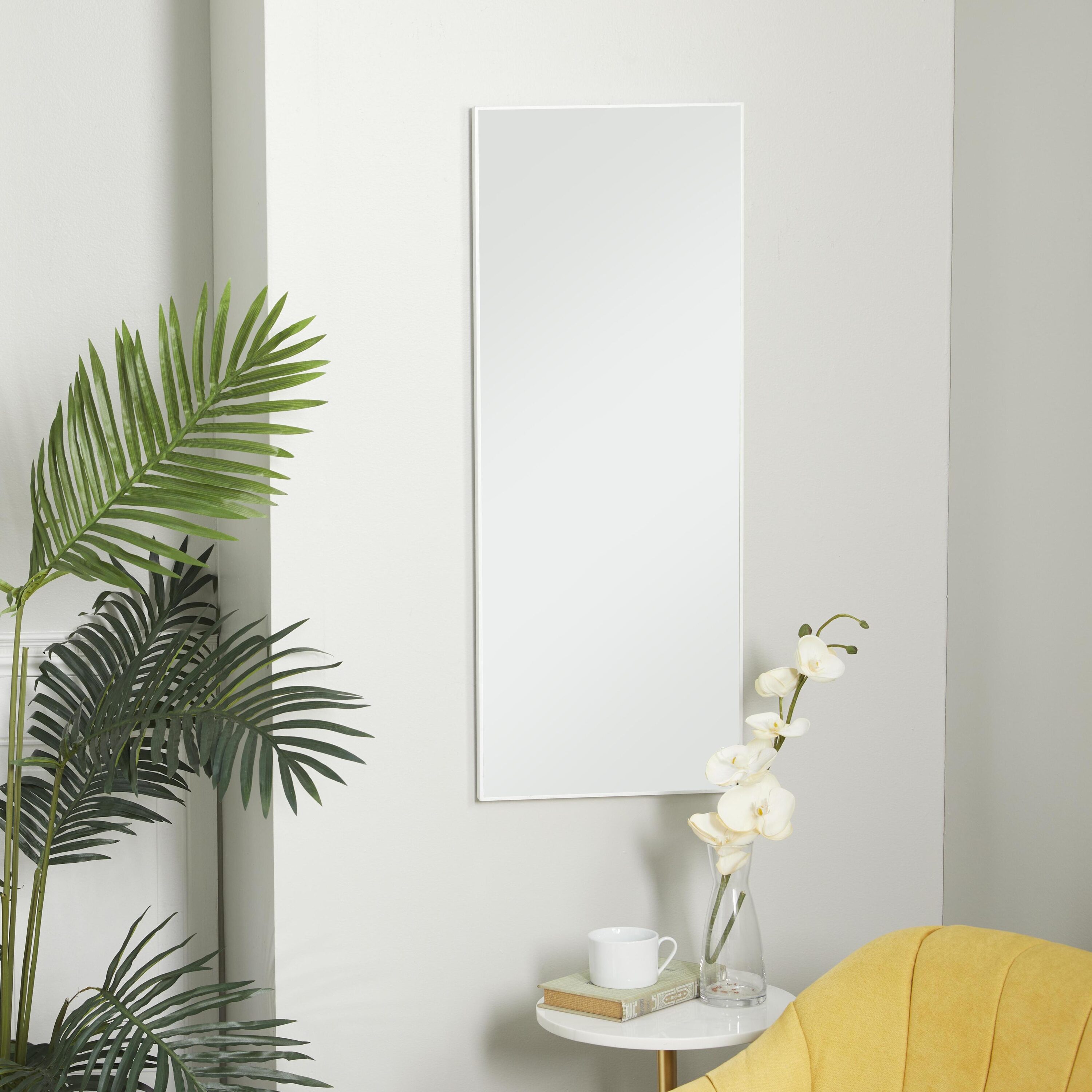 Sleek Black Wood Framed Full-Length Rectangular Wall Mirror