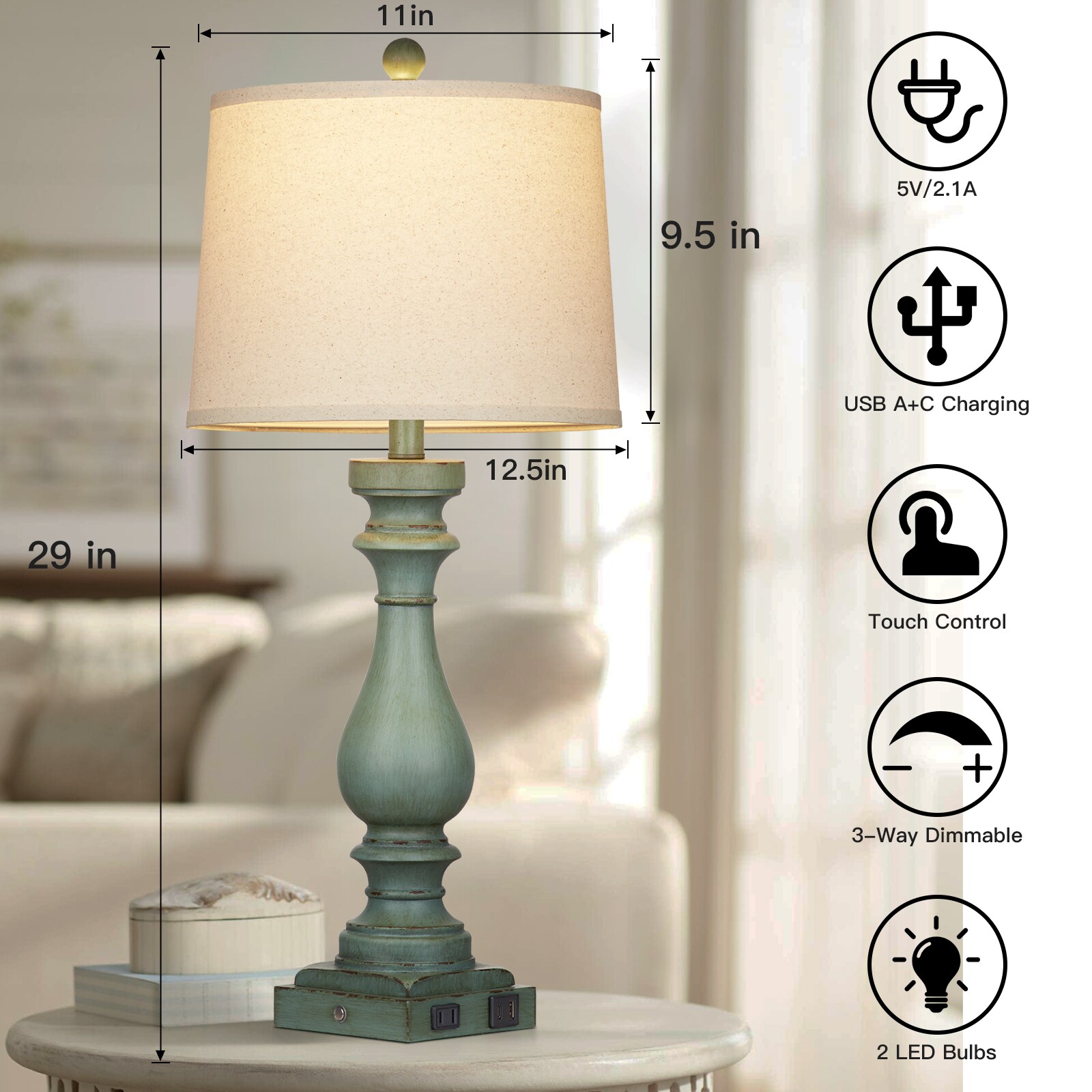 UrFurnishings TD-279 Table-Lamps - View #3