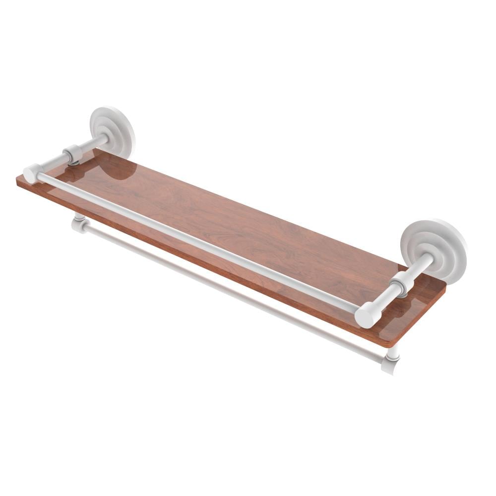 Allied Brass QN-1TB-22-GL-IW-WHM Que New Matte White Wall mount Bathroom Shelf ( 22-in x 5-in x 5-in )