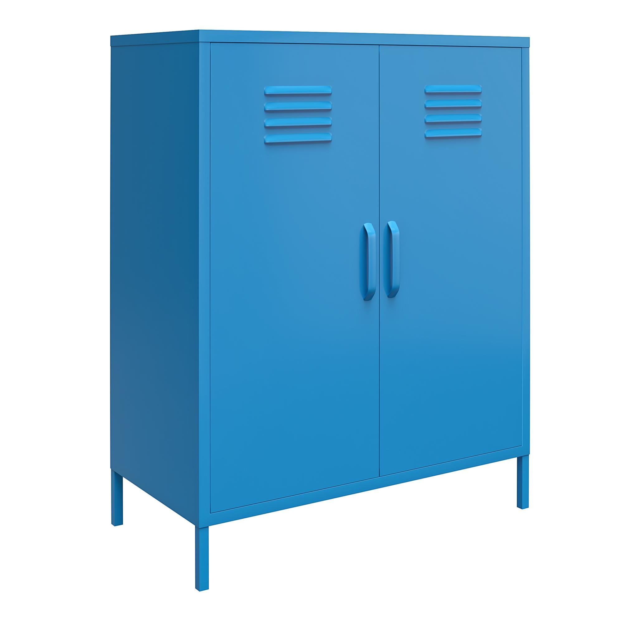 Bright Blue Metal Locker Style Storage Cabinet with Adjustable Shelving