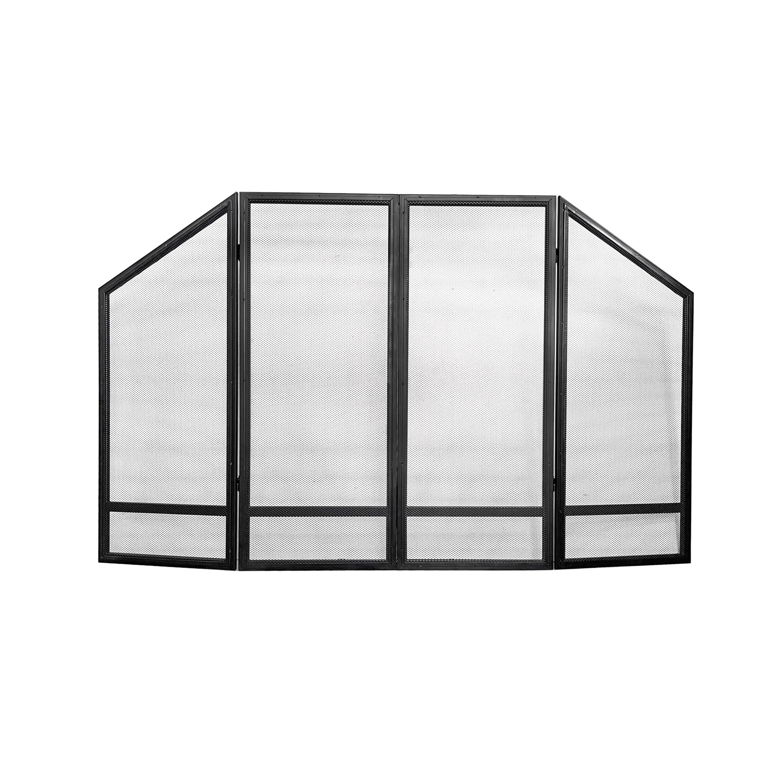 Style Selections 410-421-0131 48-in Black Steel 3-Panel Arched Fireplace Screen