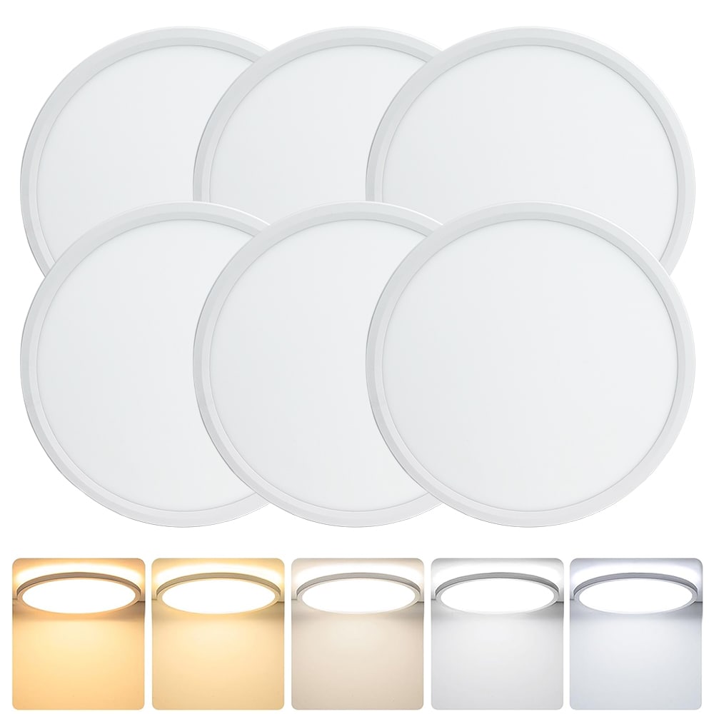 Honbei 6 Pack of 12 inch 28Watt 3300 Lumens 5 Color Selectable LED Flush Mount Ceiling Light