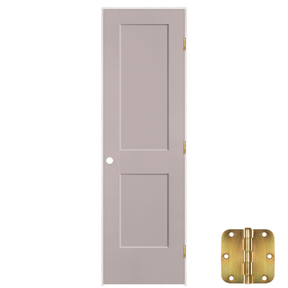 Masonite 641275 36-in x 80-in Driftwood Solid core 2-panel square Left hand Smooth Prefinished Molded composite Flat Jamb Single Prehung Interior Door