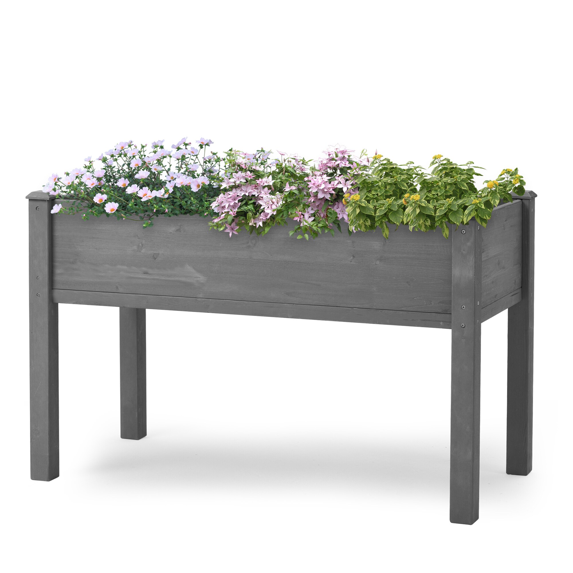 AHIOU HOME ZAAHG-P160712GB 24-in W x 48-in L x 30-in H Gray Wood Raised Planter Box
