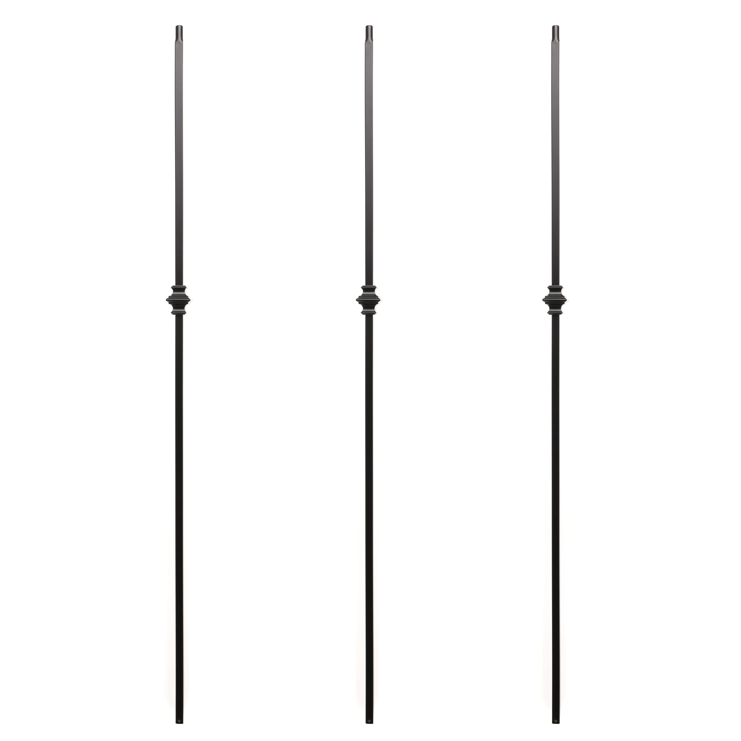 RELIABILT WGT60SGB 43-in x 0.5-in Semi Gloss Black Wrought Iron Knuckle Stair Baluster (3-Pack)