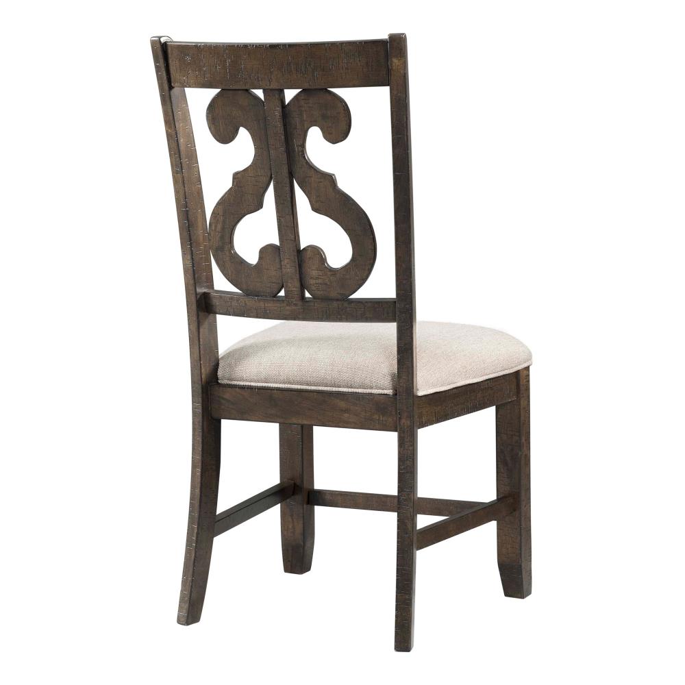 Stanford Smokey Walnut Round 5-Piece Dining Set with Light Brown Upholstered Chairs