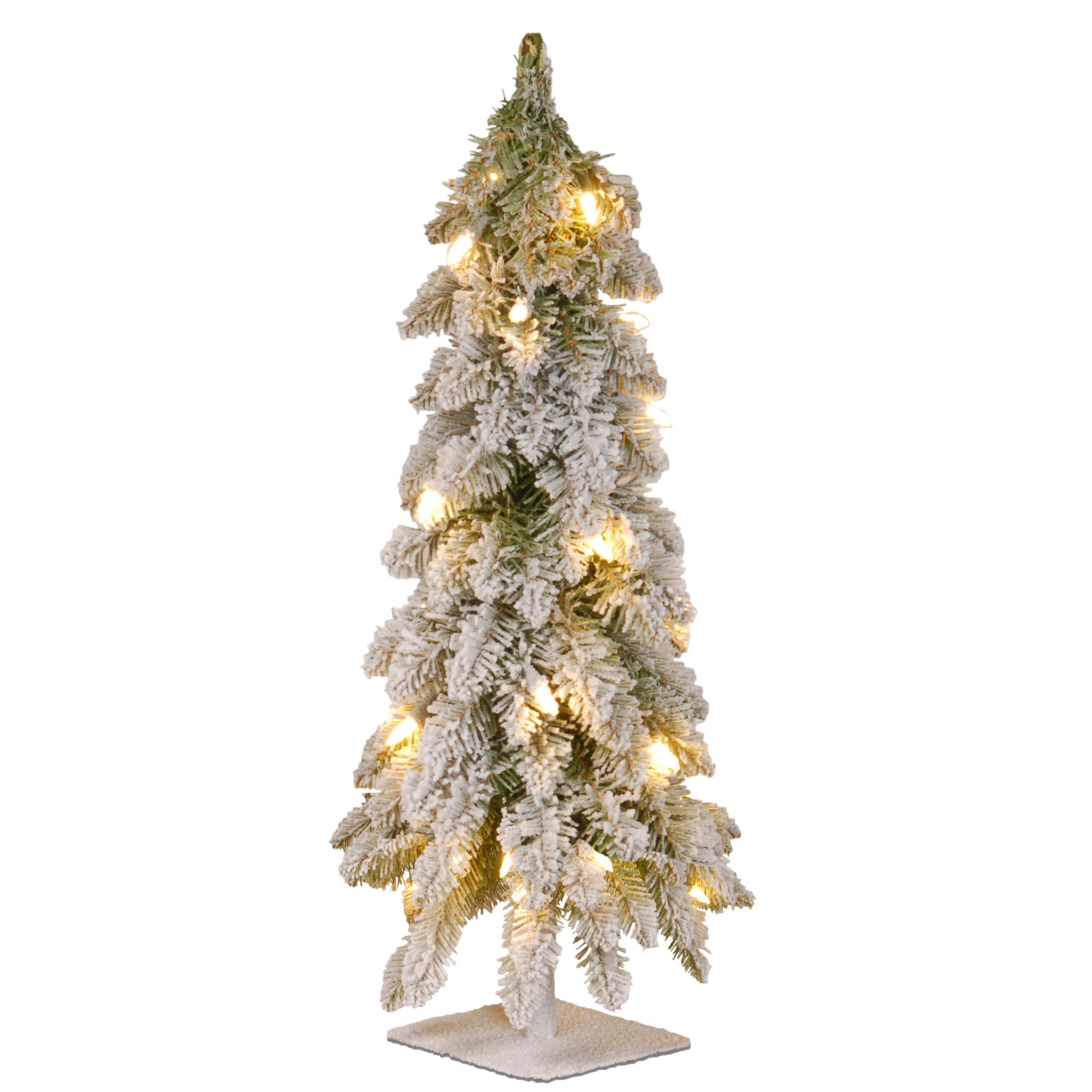 National Tree Company FTDF1-24ALO-1 2-Feet Pre-lit Slim Flocked Artificial Christmas Tree with Clear Incandescent Lights