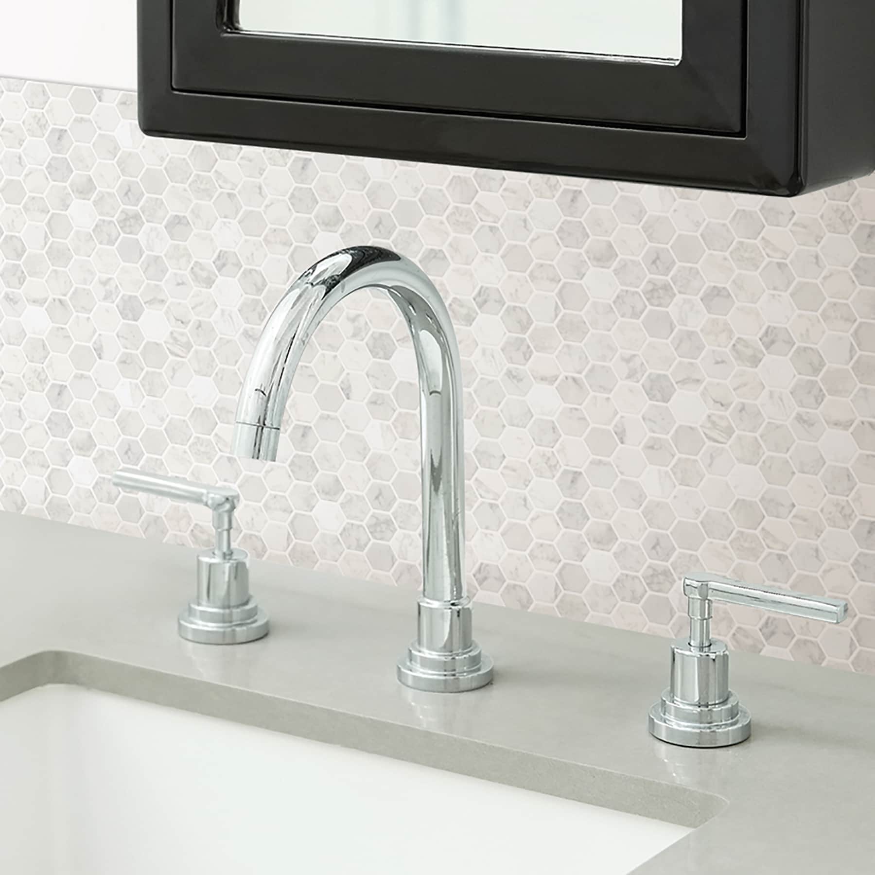 Hexagon White Marble Peel and Stick Mosaic Tile