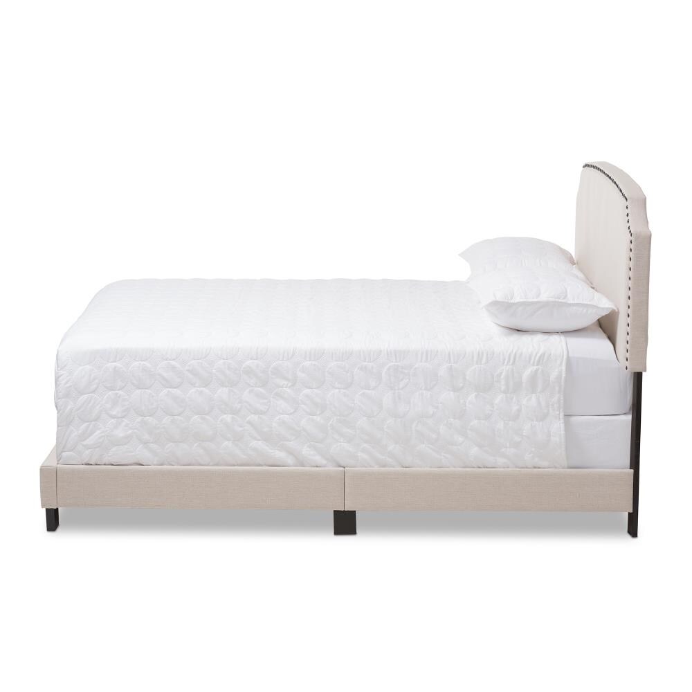 Baxton Studio Odette Beige Full Wood Upholstered Bed in the Beds