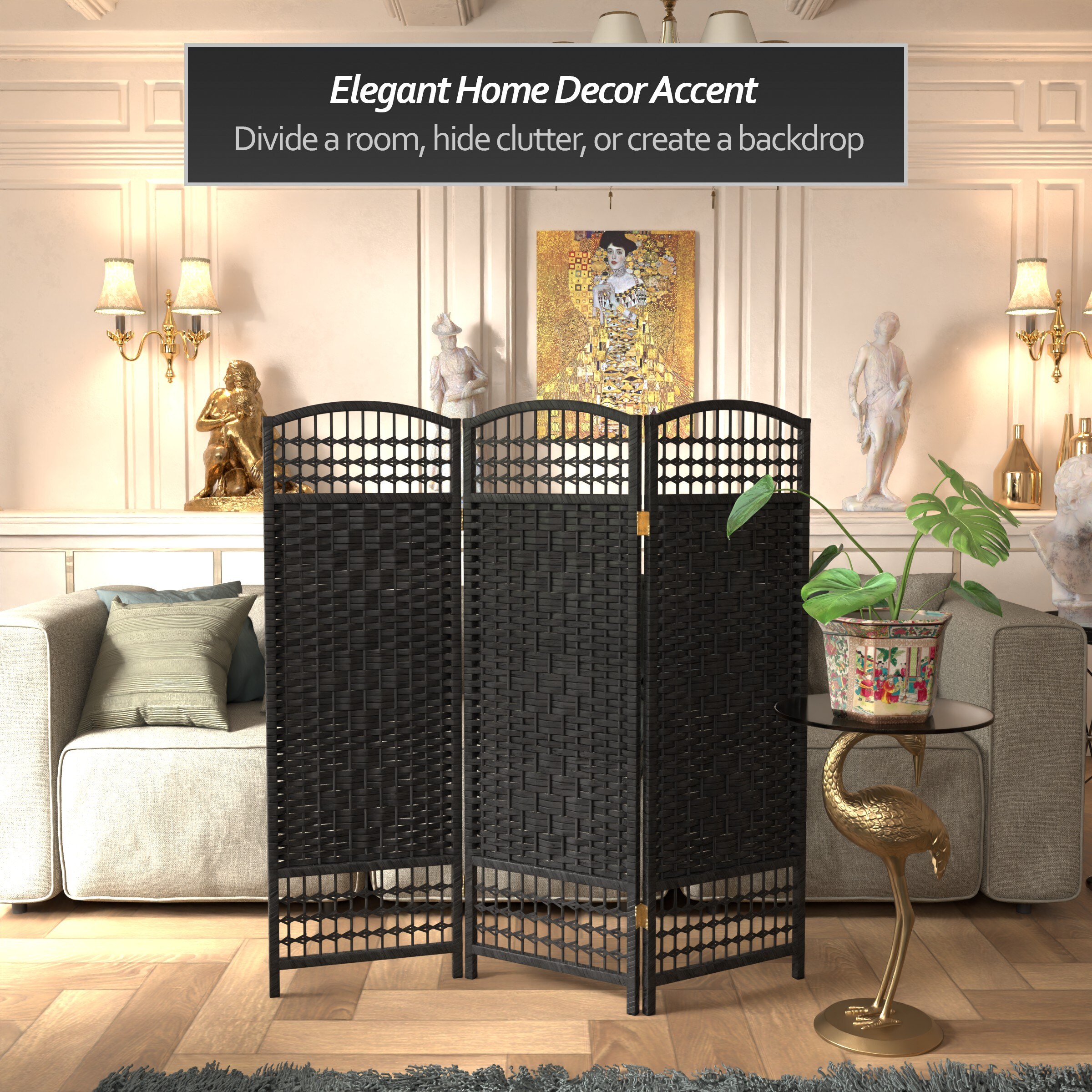 Oriental Furniture FB-4DMND-BLK-3P Indoor-Privacy-Screens - View #2