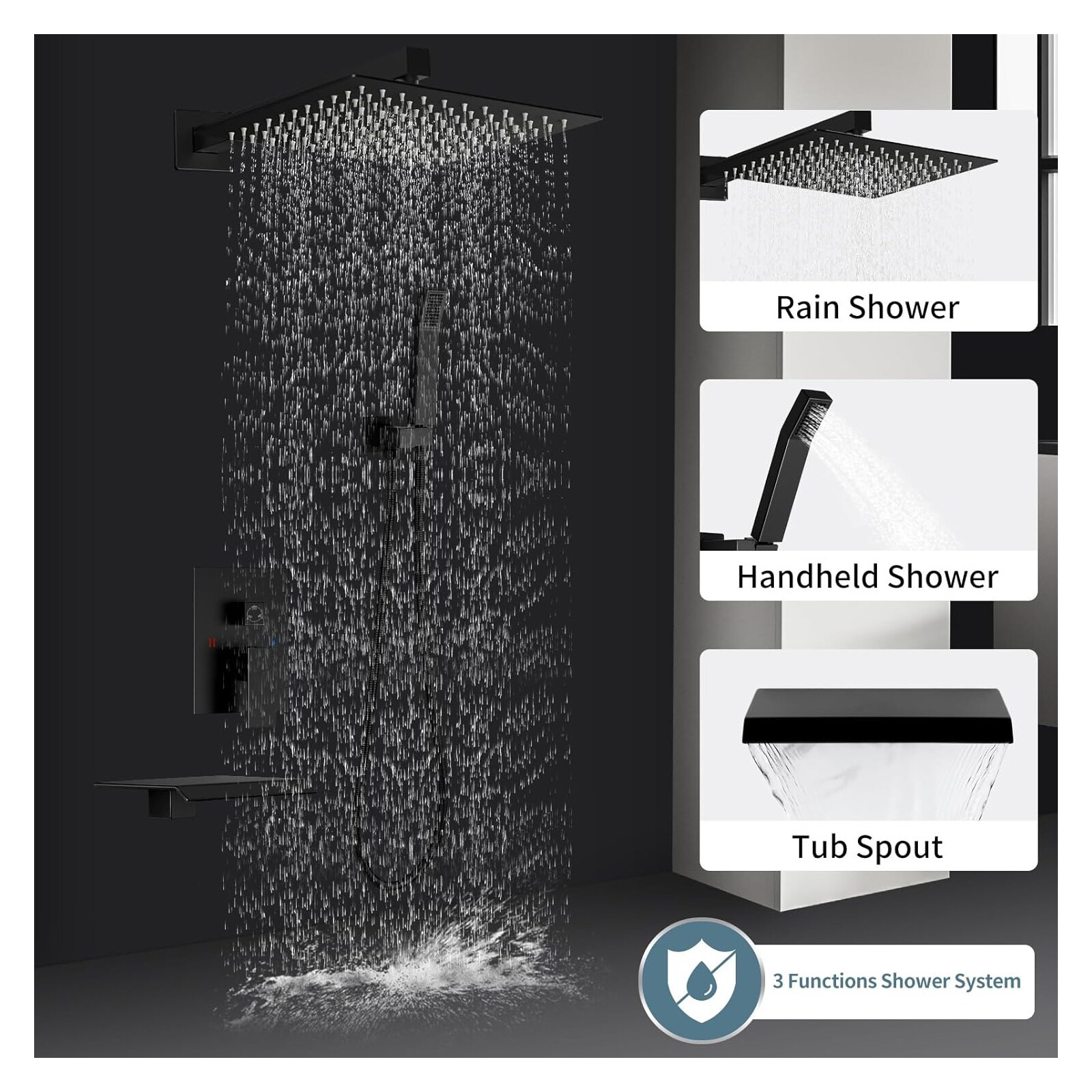 BYH H-SF004-MB Tub-Shower-Faucets - View #3
