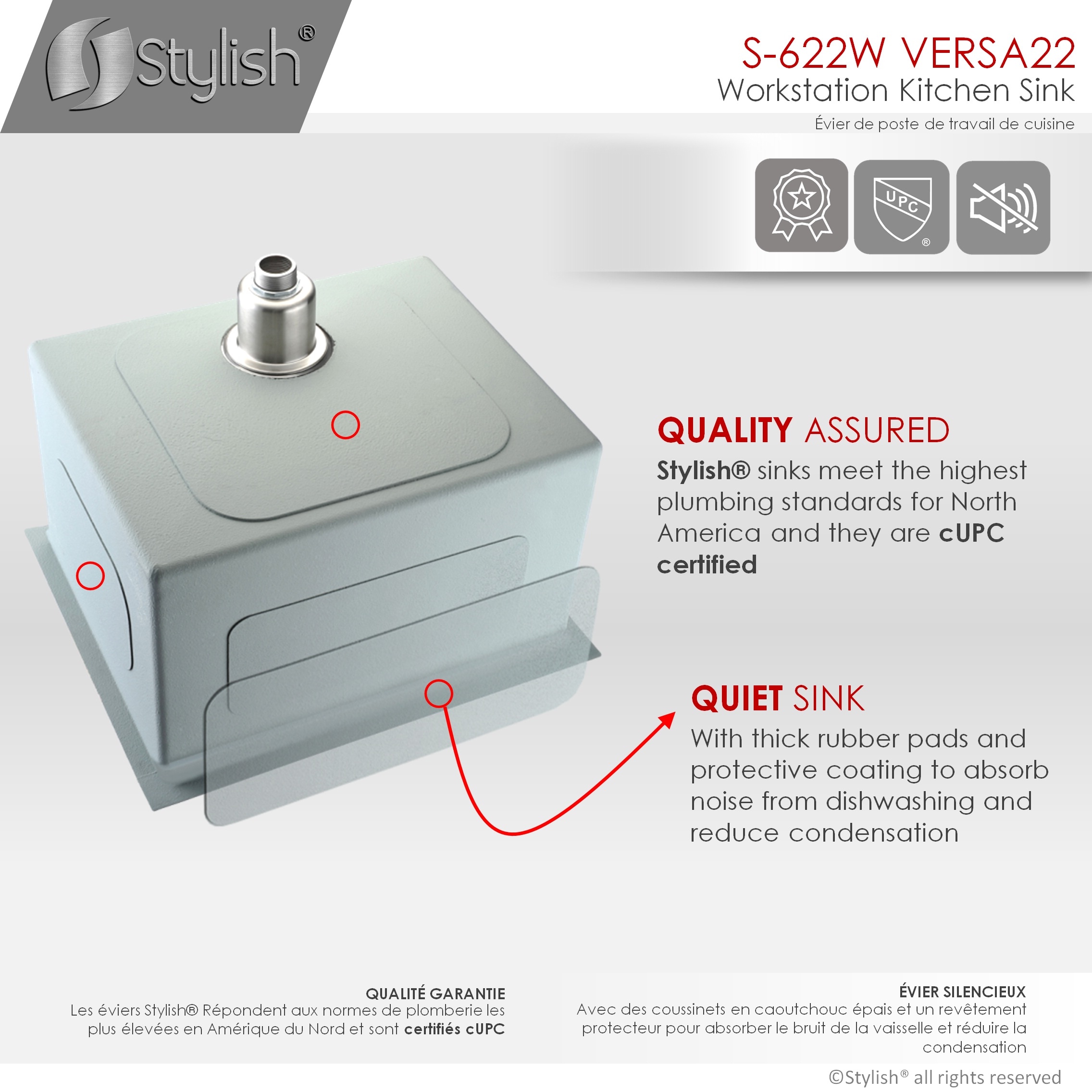 Stylish S-622W1 Kitchen-Sinks - View #8