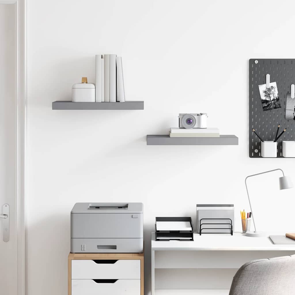 Tinyhomie Floating Wall Shelves 2-Piece Gray 19.7 in. x 9.3 in. x 1.5