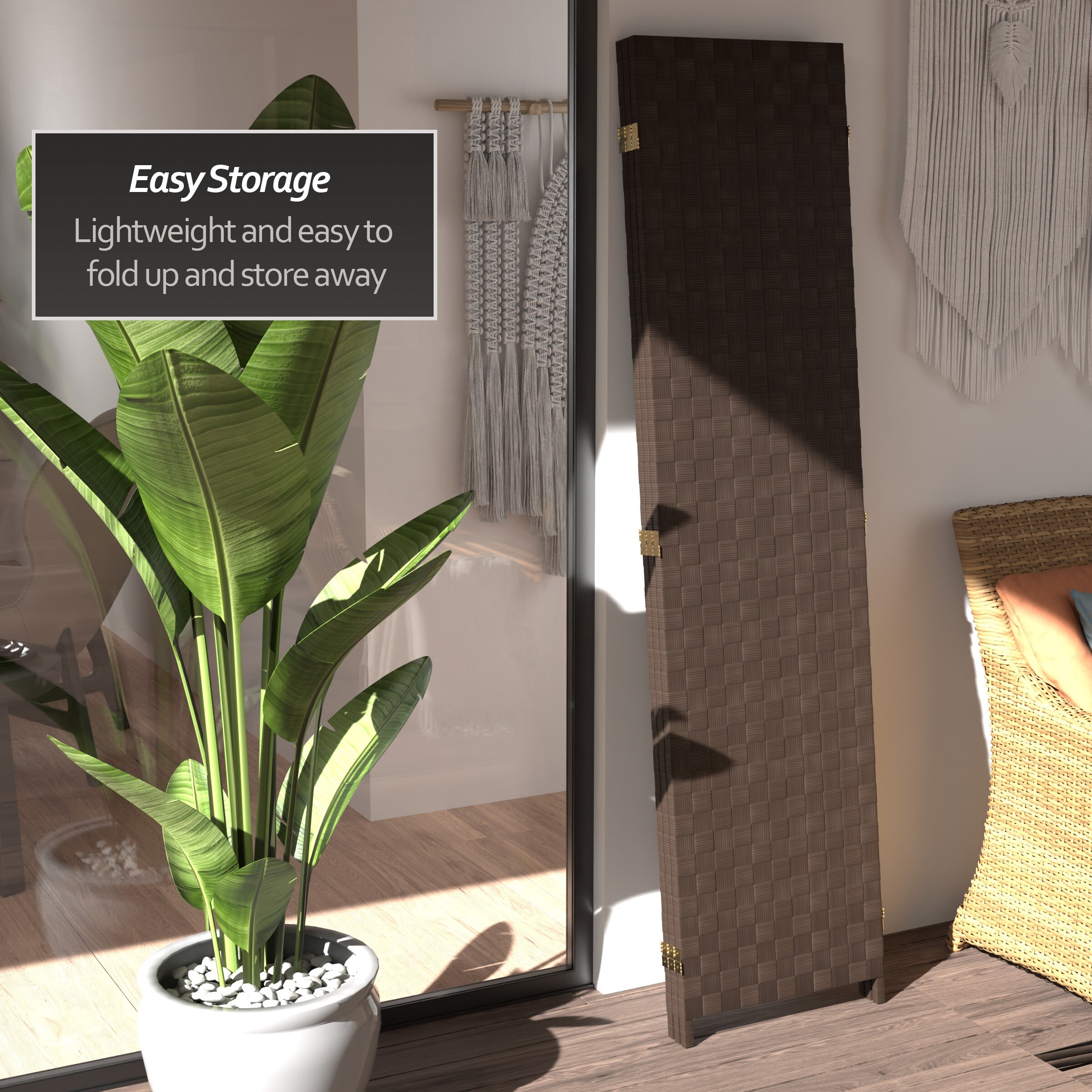 Oriental Furniture FB-OUTSCR-3P-DBRN Outdoor-Privacy-Screen - View #5