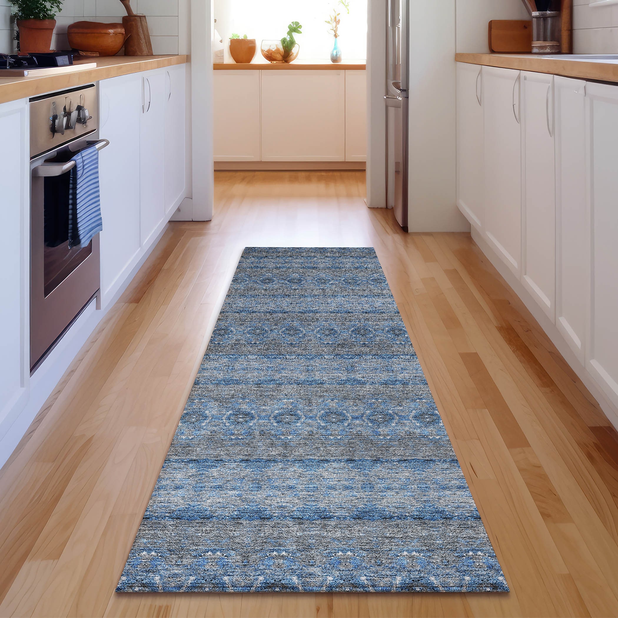 Addison Rugs AMF615NA2X8 Mayfield AMF615NA 2 x 7 (ft) Loomed Polyester Navy Rectangular Indoor Geometric Machine washable Area rug