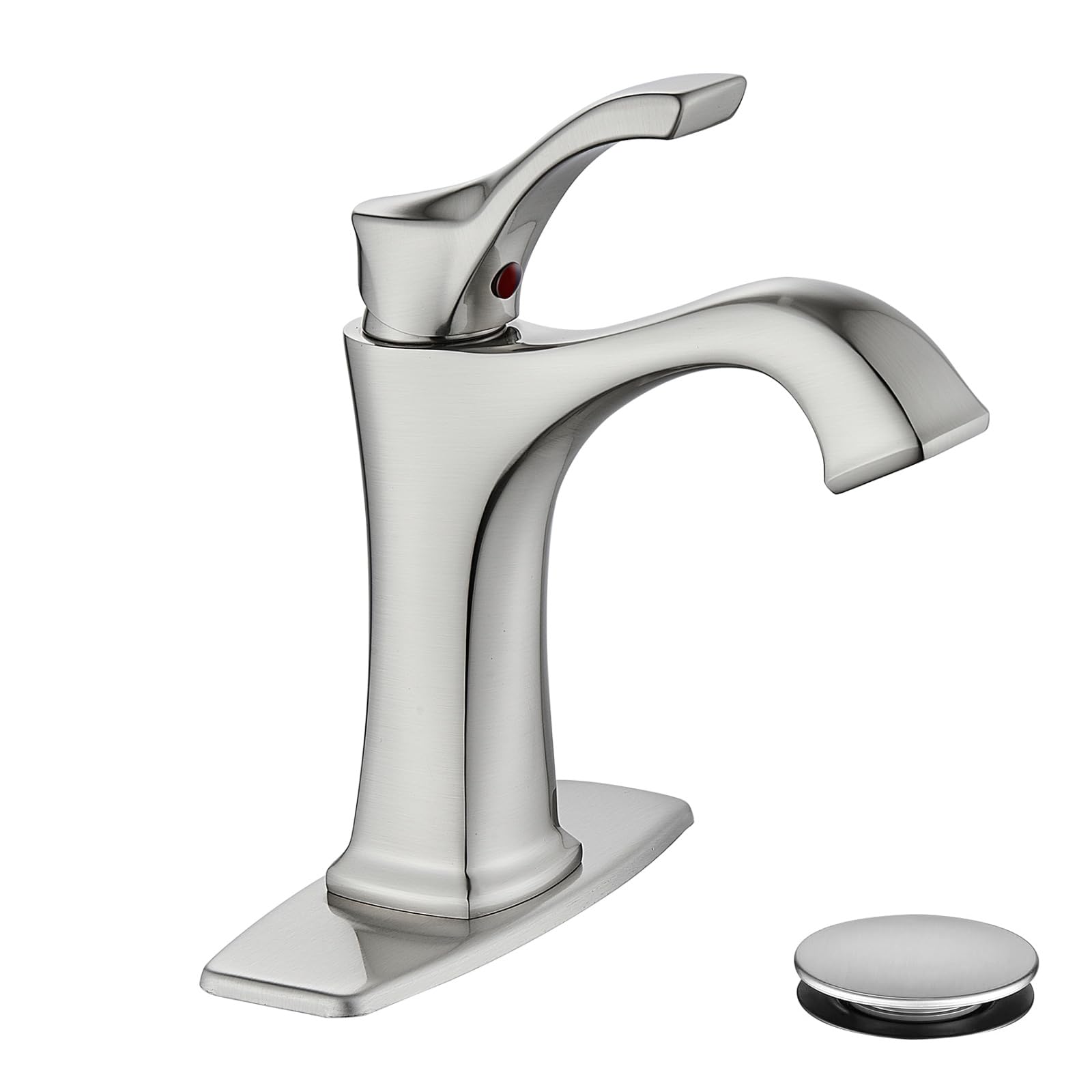 AOIZGMY -  Brushed Nickel Bathroom Faucet Single Handle Centerset Bathroom Sink Faucet with Pop U...