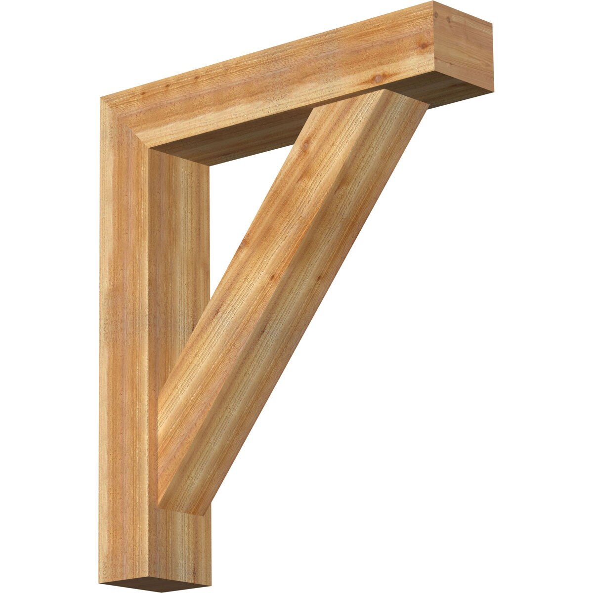 Ekena Millwork 1464800 Traditional Block Rough Sawn Bracket with Offset Brace 8-in x 38-in x 44-in Western red cedar Brown Wood Standard bracket