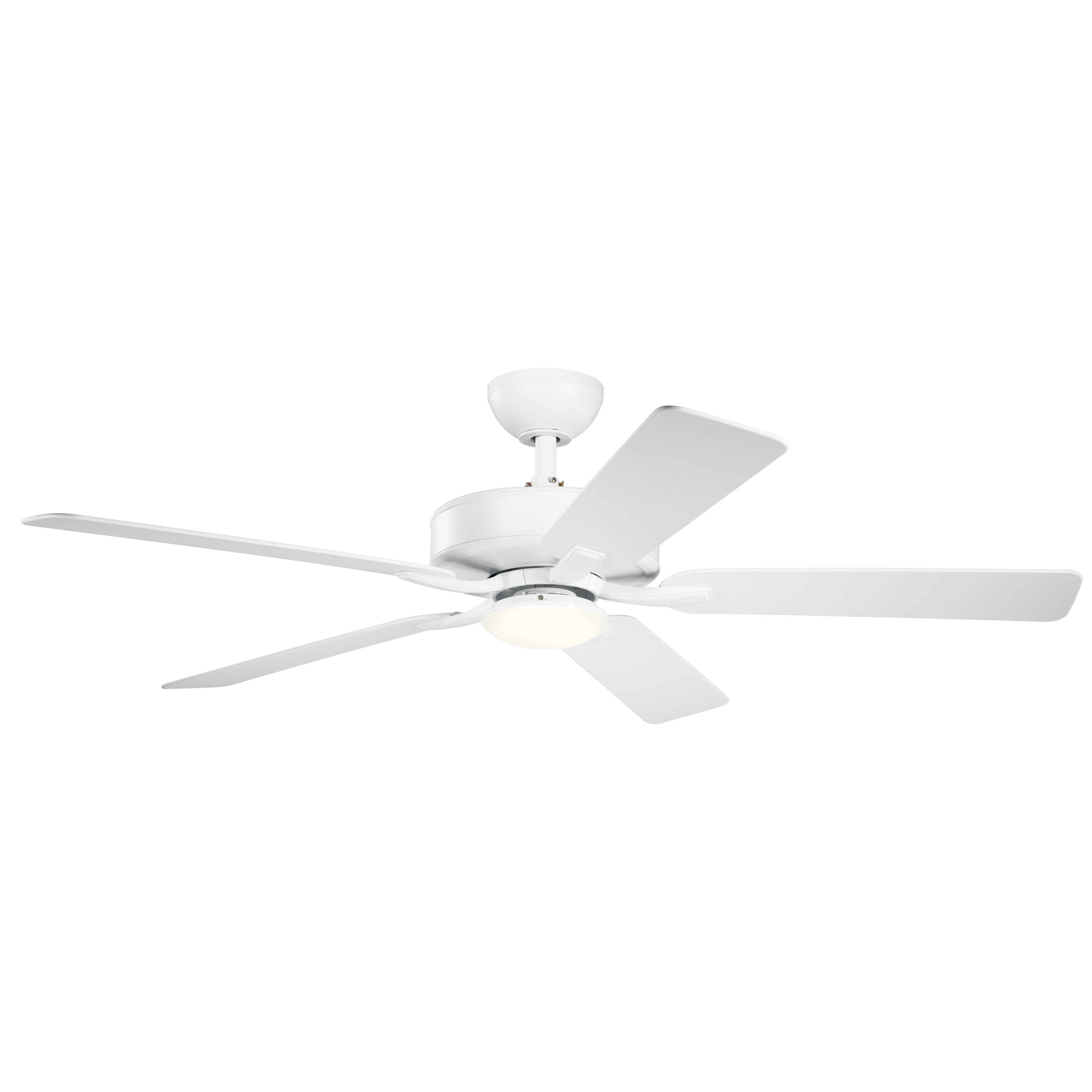 Kichler 330019WH Basics Pro Designer 52-in Integrated LED Outdoor White with White Blades Ceiling Fan With Light - Remote Included ( 5 -Blade )