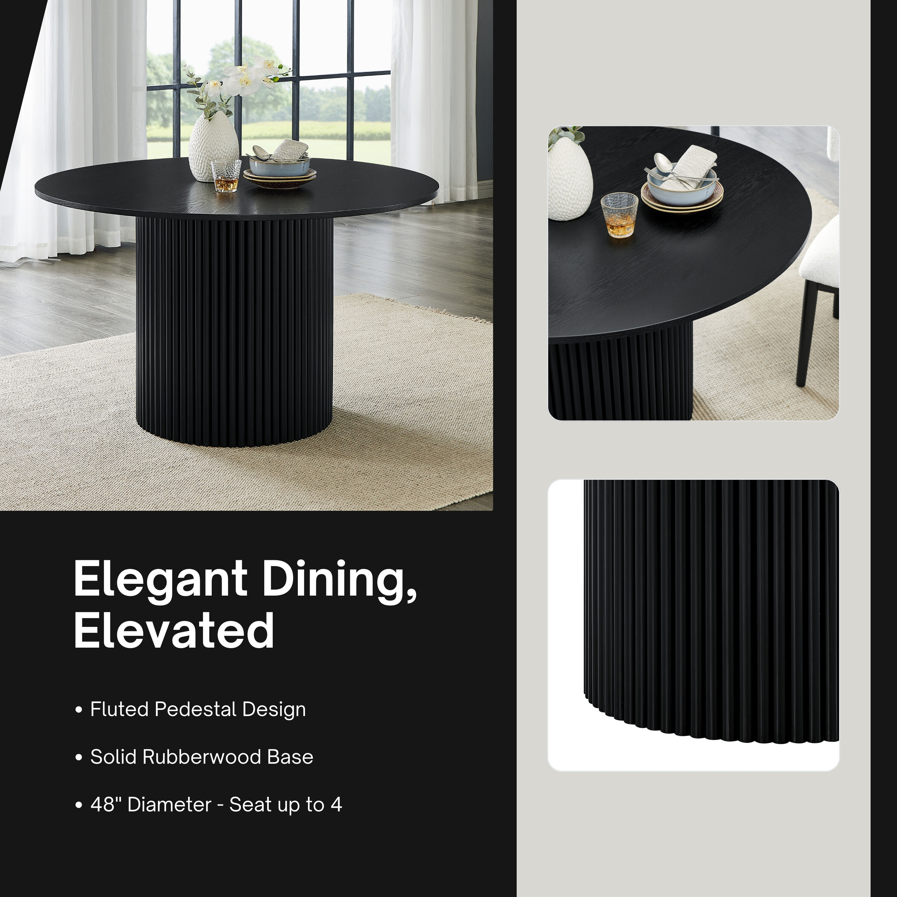 Roundhill Furniture T5416BK Dining-Tables - View #3