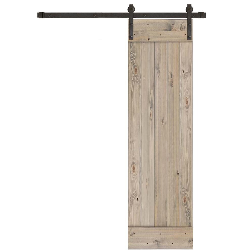 Creative Entryways WP2110-2084-10B 20-in x 80-in Weathered Gray Pine Wood Single Barn Door (Hardware Included)