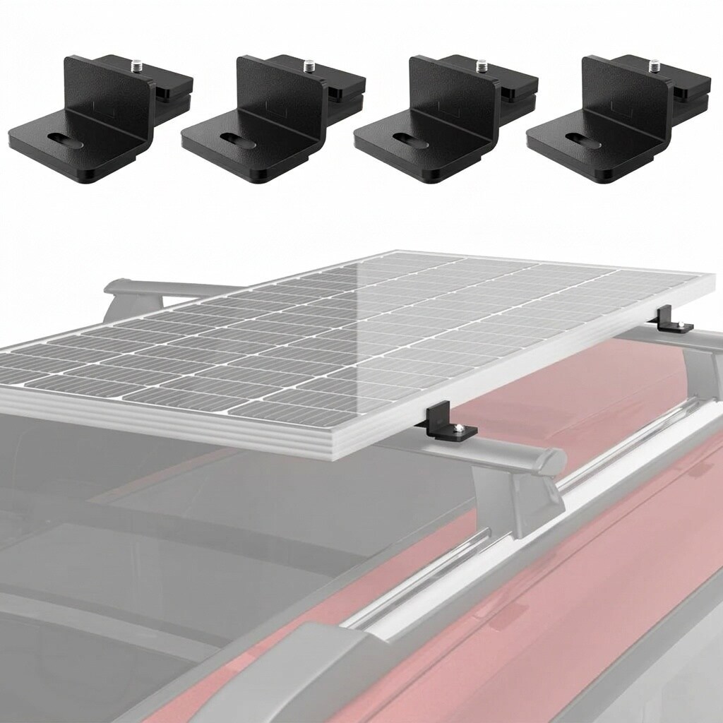 Misopily 1 Kit T-slot solar panel mounting kit for auto roof rack crossbars with T-track fits most 100 to 200 watt panels steel 6.89x2.99x1.81 #LMS0421R03