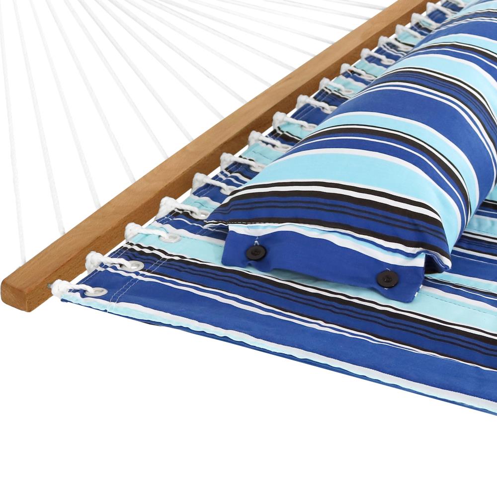 Catalina Beach Blue Quilted Hammock with Steel Stand