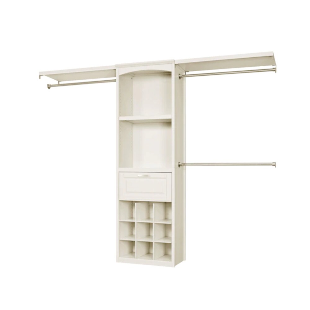 allen + roth Hartford 2-ft to 8-ft W x 6.83-ft H Java Solid Shelving Wood  Closet System in the Wood Closet Kits department at