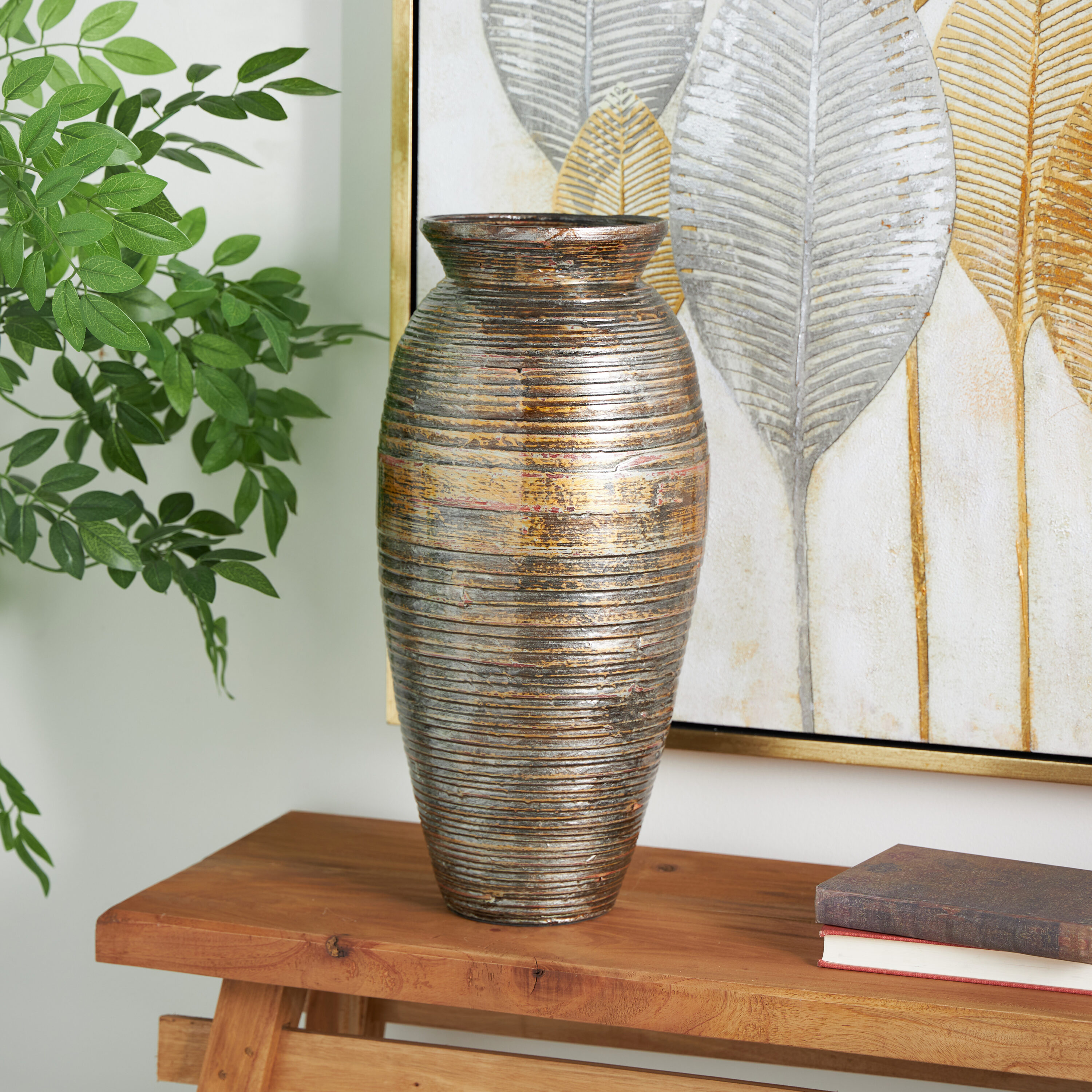 Grayson Lane 48995 Brown Plant fiber Modern Vase