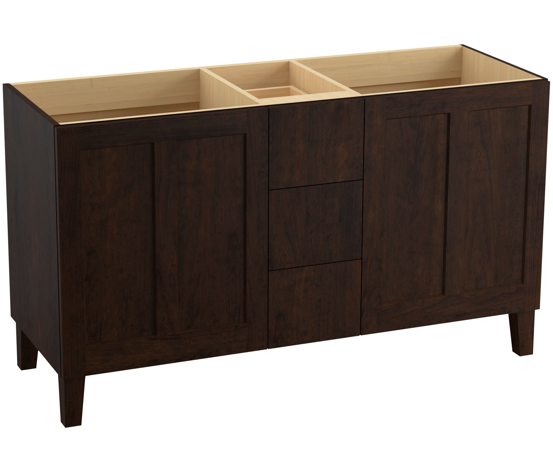 KOHLER 99537-LG-1WB Poplin 60-in Claret Suede Bathroom Vanity Base Cabinet without Top