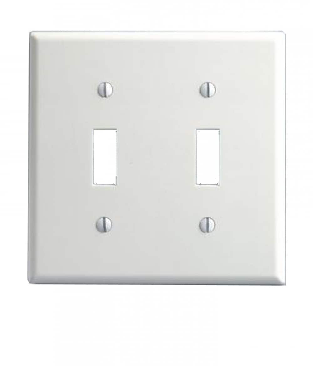 American Imaginations AI-35025 2 -Gang Standard Size White Plastic Indoor Toggle Wall Plate