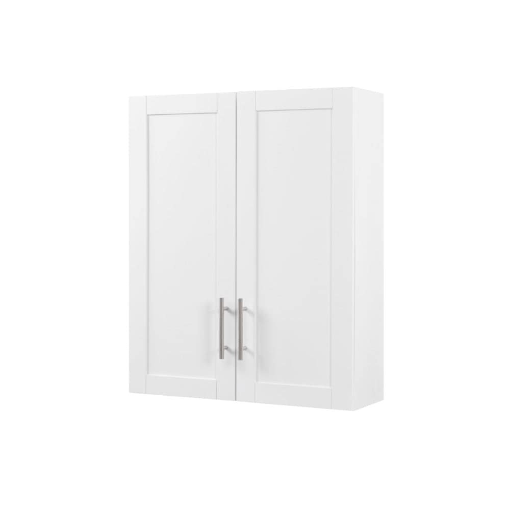 Boyel Living White 30 in.H Wood Hanging Storage Cabinet with Doors and Shelves for Bathroom