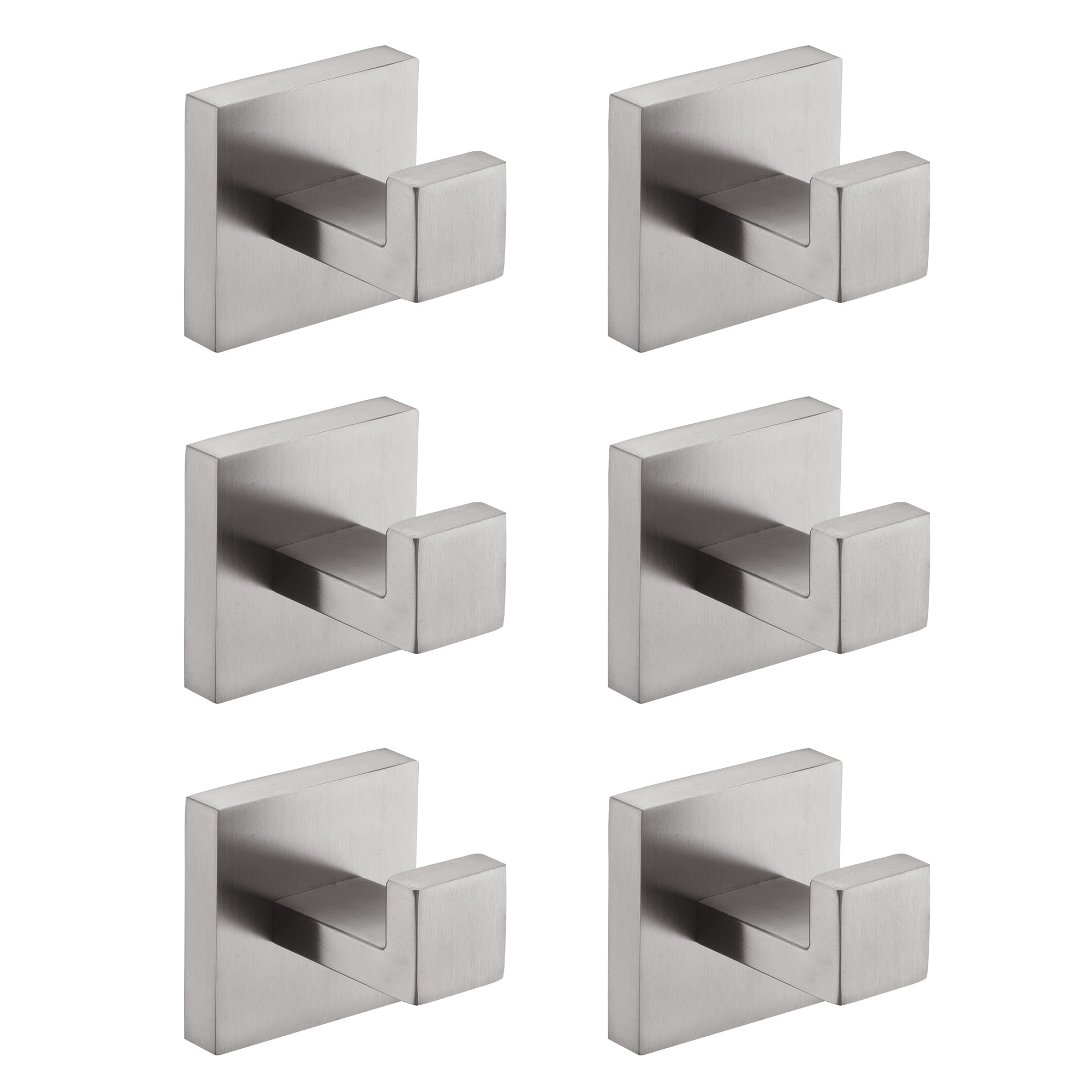 Boyel Living - 6-Piece Wall-Mounted Stainless Steel Towel Hook Set in Brushed Nickel