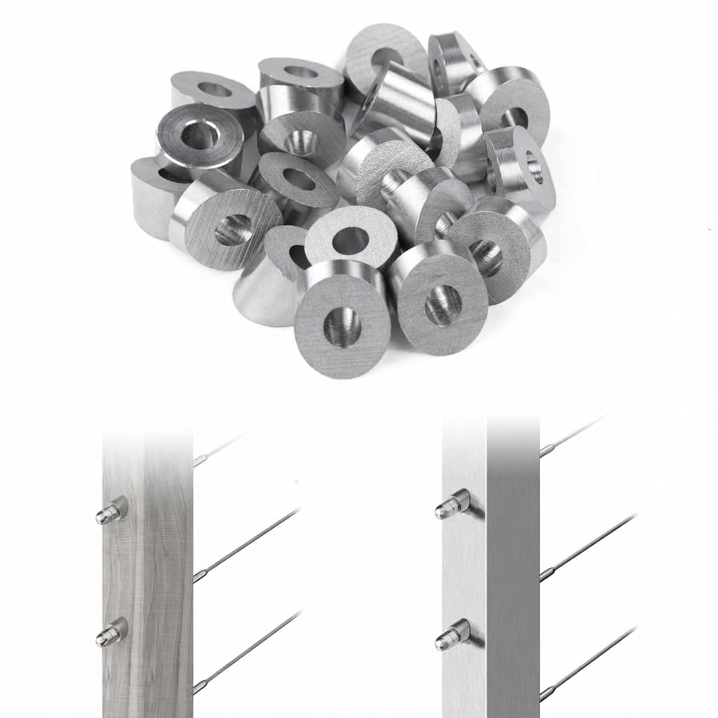 Aoibox  20 Pack 1 4 in ID Angle Beveled Washers for Cable Railing Thread Studs on 25 35 Degree Stairs T316