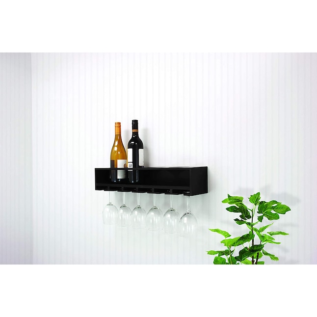 Kiera Grace Black Floating Shelf 4 92 In L X 21 89 D Decorative The Wall Mounted Shelving Department At Lowes Com