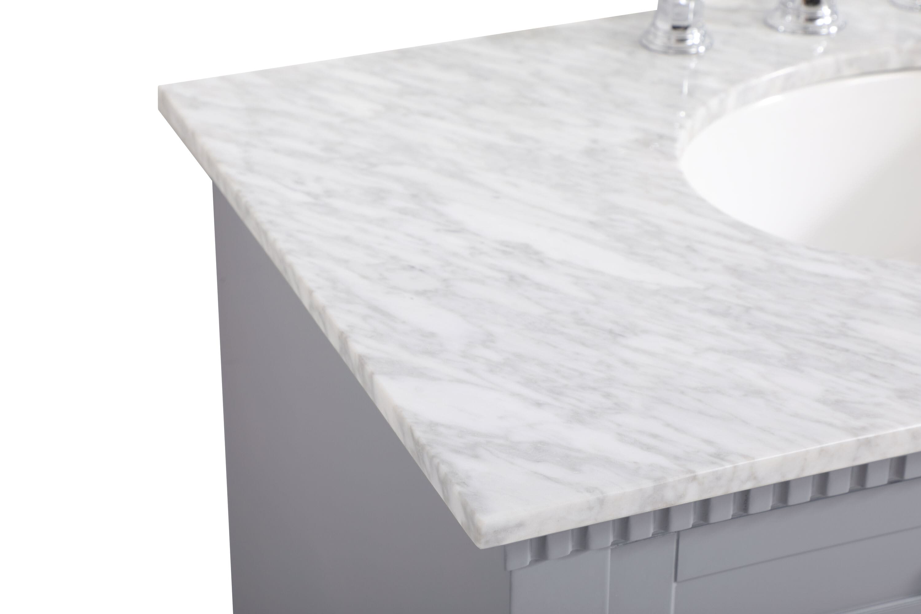 Clarence 36" Gray Solid Wood and Marble Single Bathroom Vanity