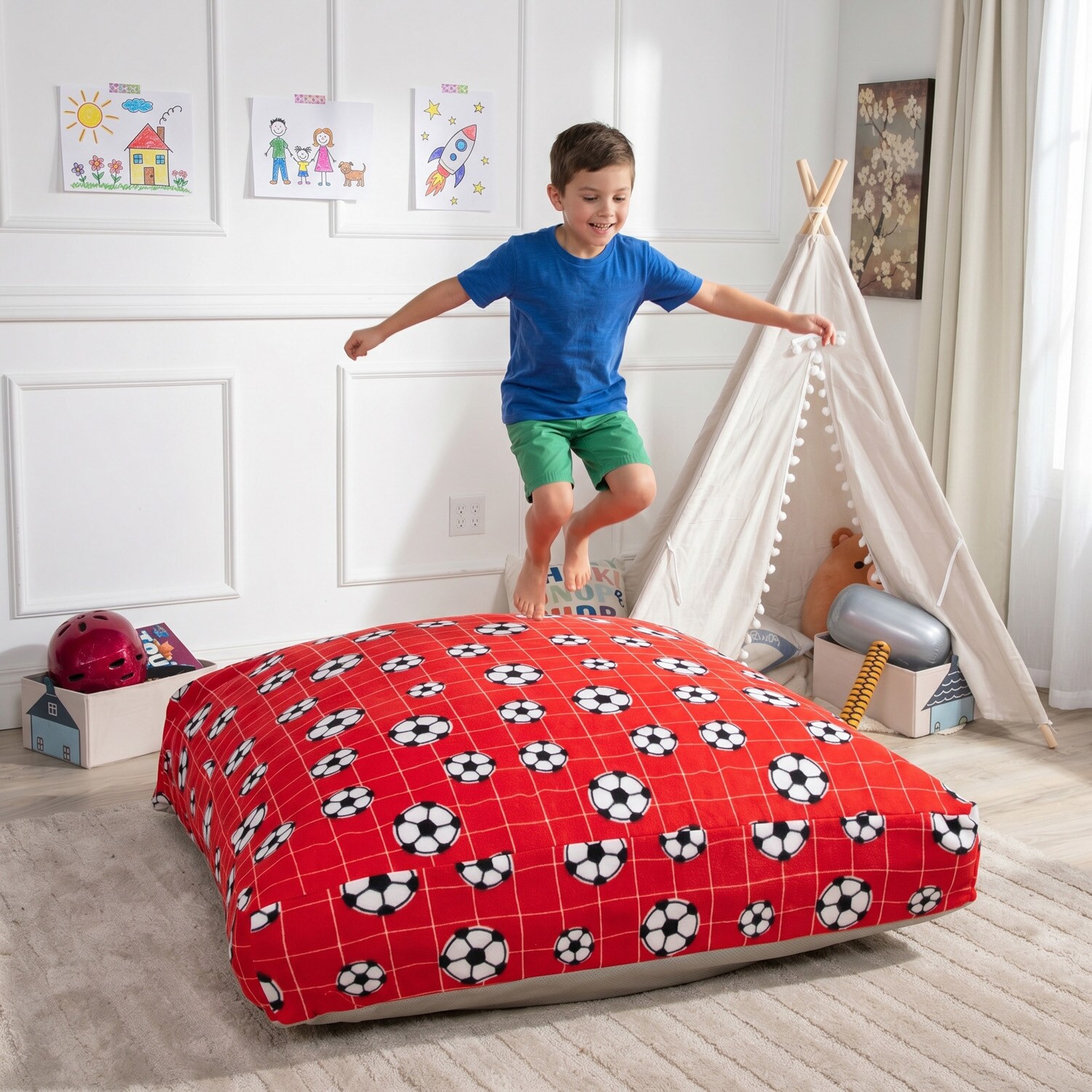 Lirago 48 Inch X 72 Inch Sensory Crash Pad For Kids And Adults Soft Fleece Crash Mat With Foam Blocks Removable Washable Cover Non Slip Bottom Landing Mat For Jumping Relaxing Indoor Play