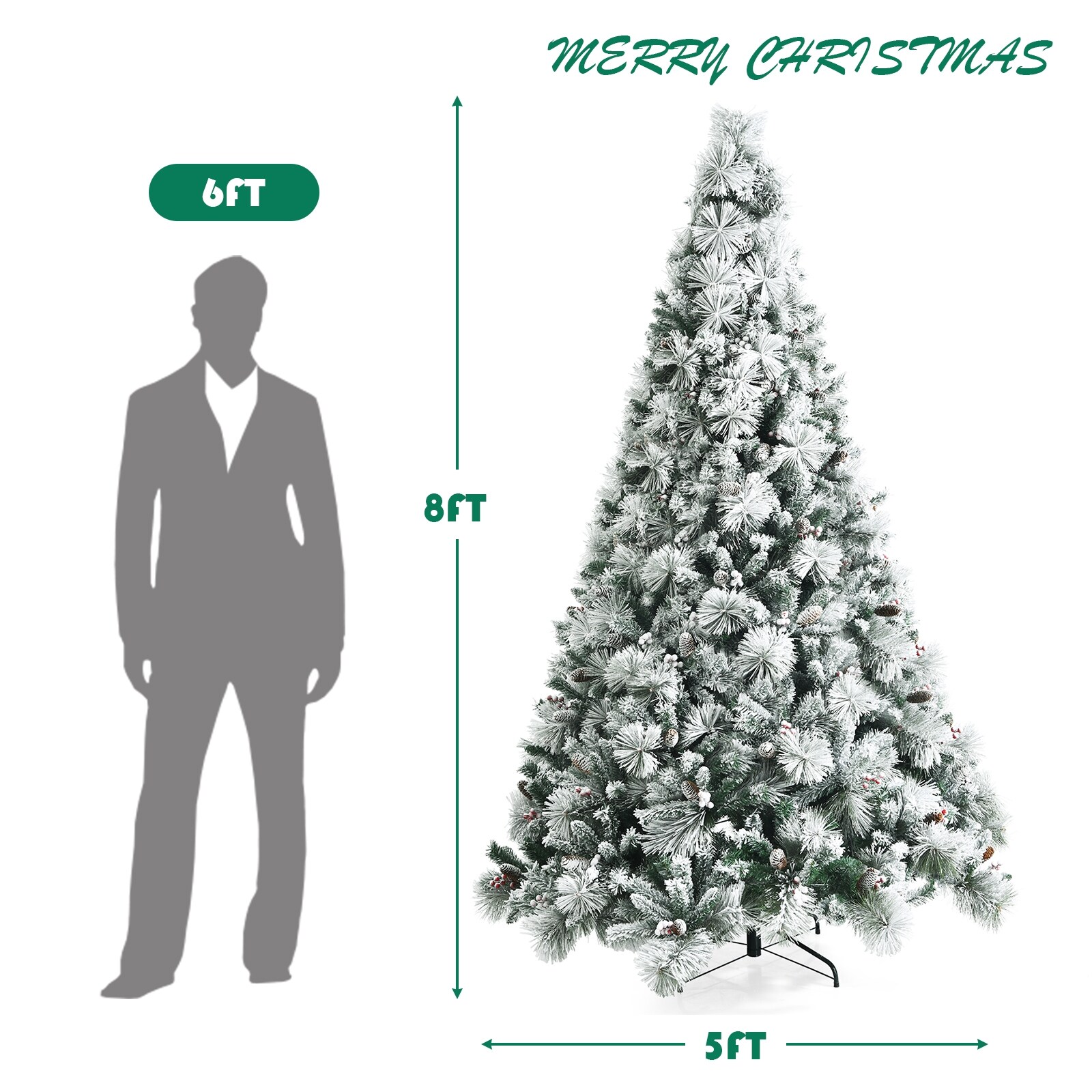 Forclover 8-ft Flocked Artificial Christmas Tree in the Artificial ...